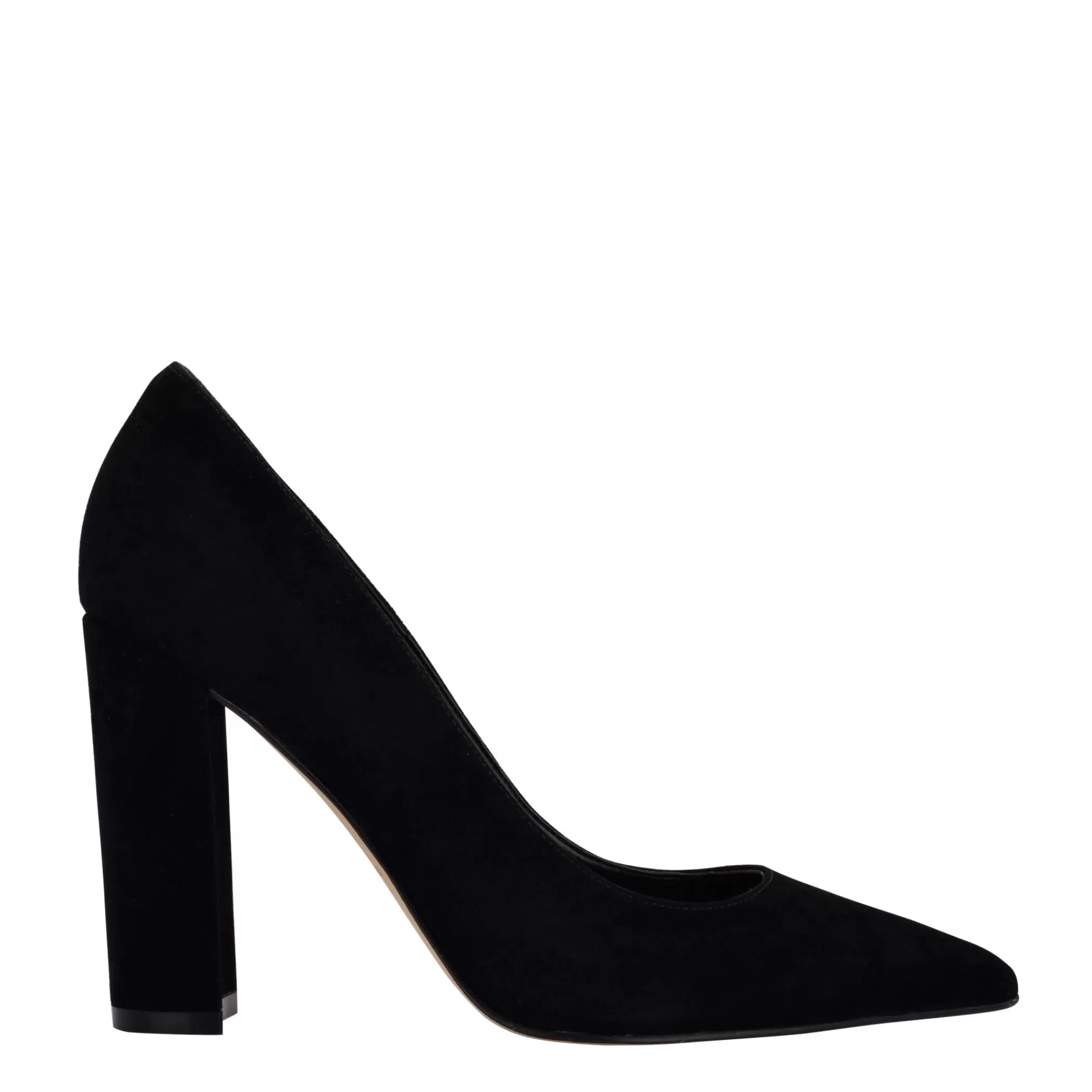 New Marc Fisher Abilene Block Heel Pointy Toe Pump Black Suede