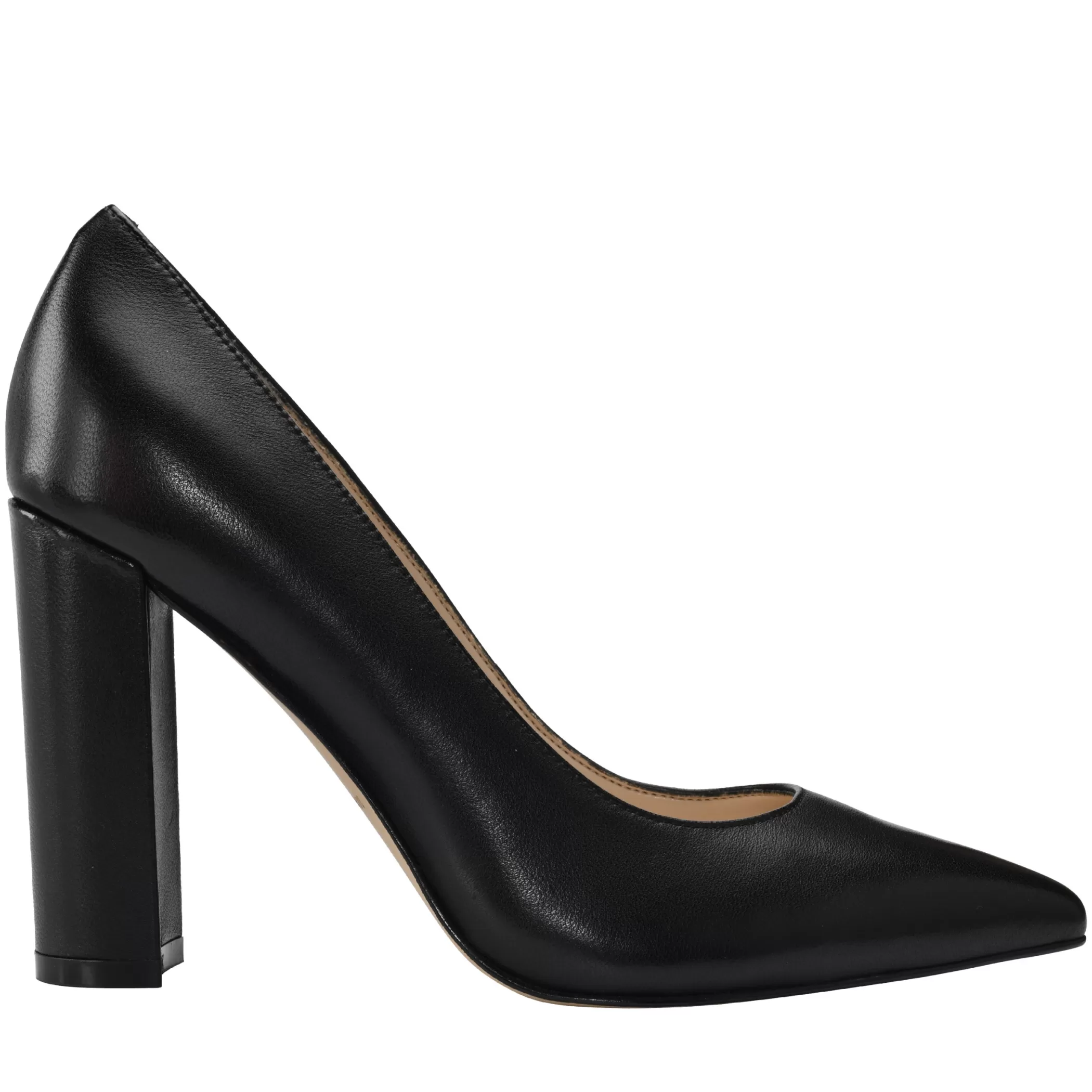 Outlet Marc Fisher Abilene Block Heel Pointy Toe Pump Black Leather