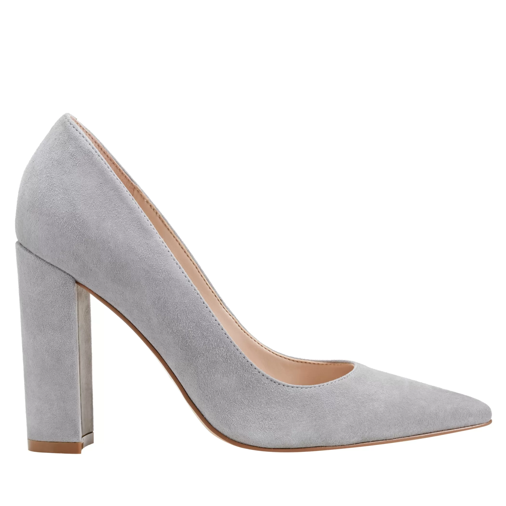 Best Sale Marc Fisher Abilene Block Heel Pointy Toe Pump Light Grey Suede