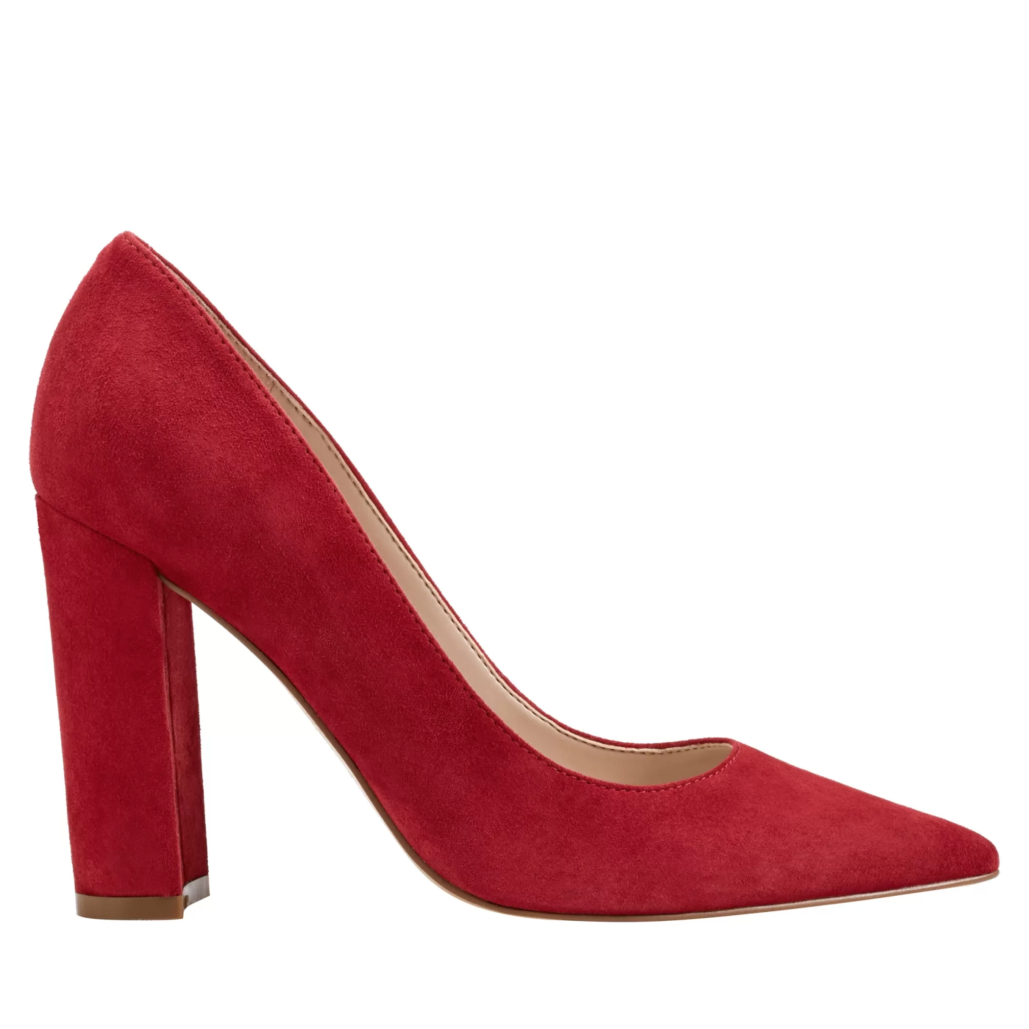 Clearance Marc Fisher Abilene Block Heel Pointy Toe Pump Medium Red Suede