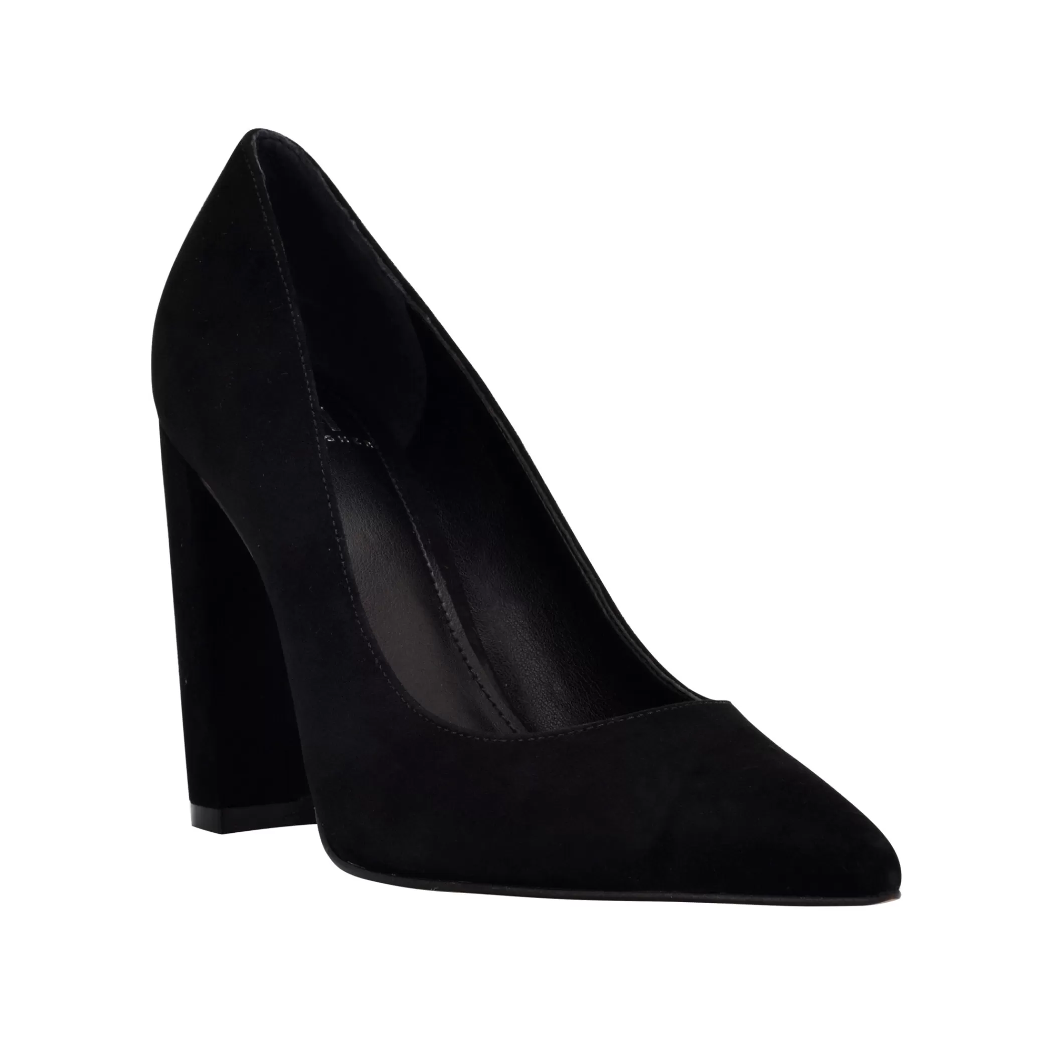 New Marc Fisher Abilene Block Heel Pointy Toe Pump Black Suede