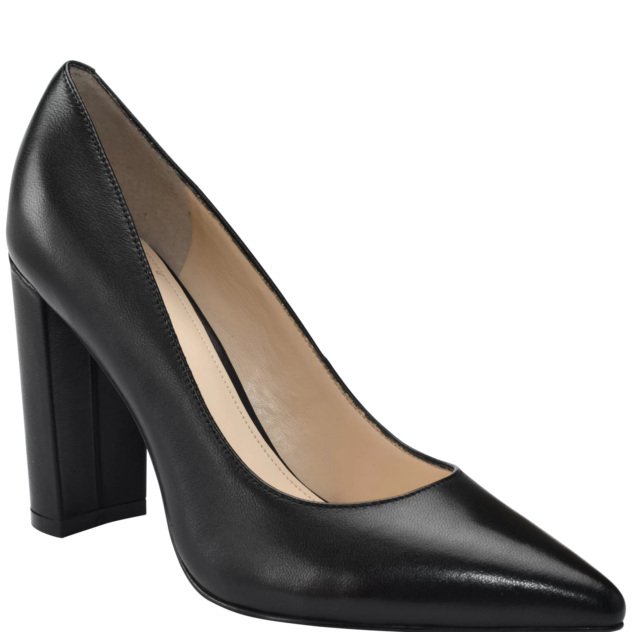 Outlet Marc Fisher Abilene Block Heel Pointy Toe Pump Black Leather