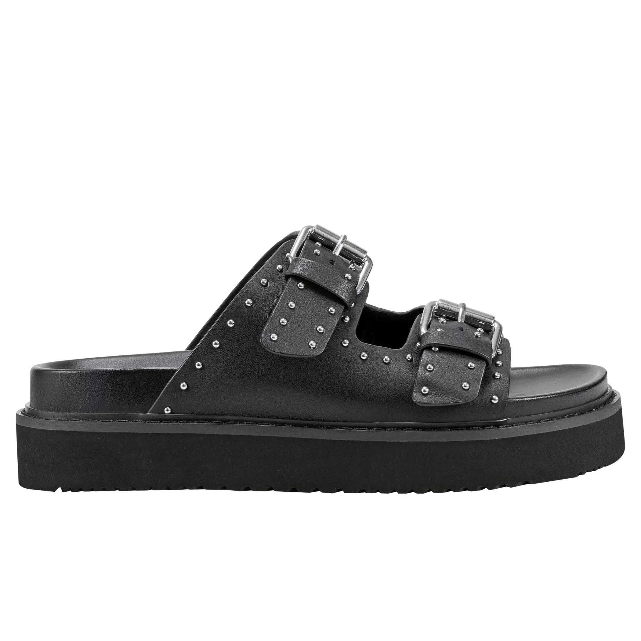 Online Marc Fisher Agusta Studded Slide Sandal Black Leather