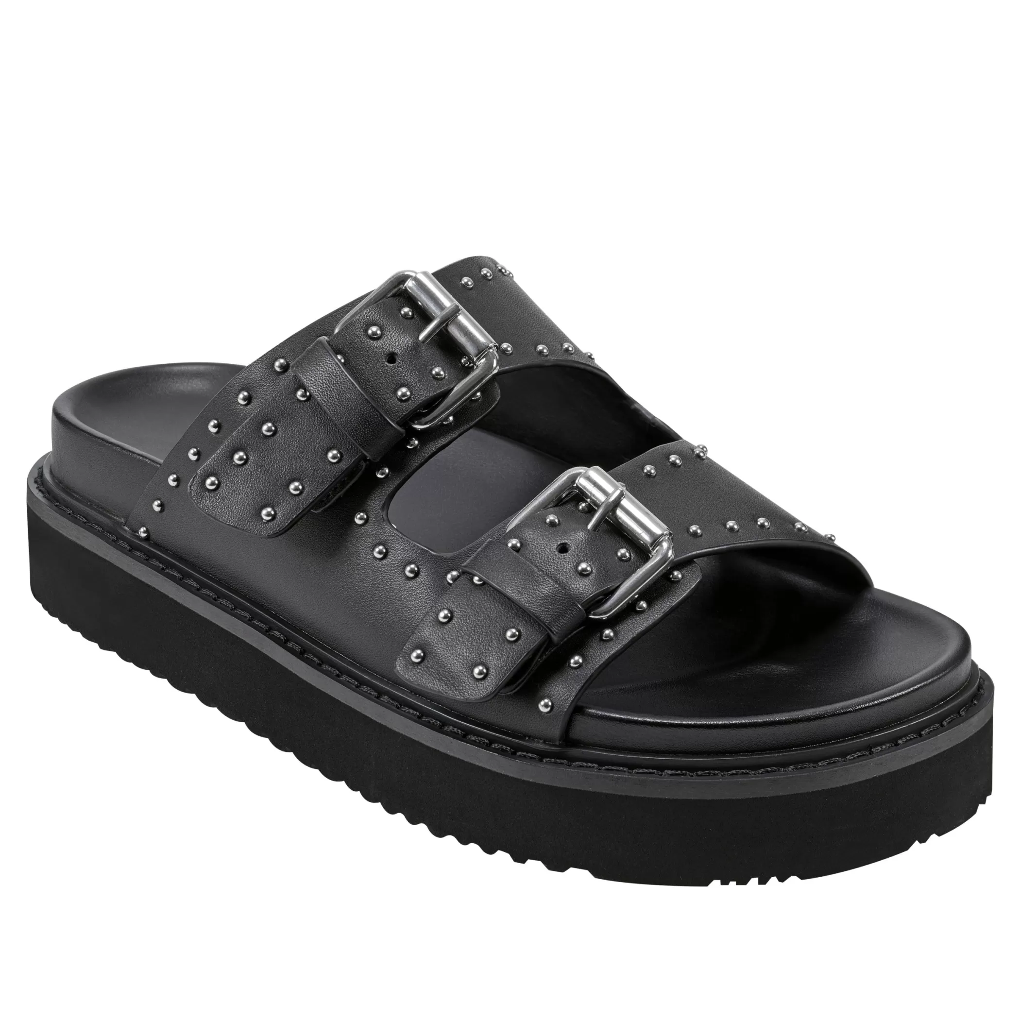 Online Marc Fisher Agusta Studded Slide Sandal Black Leather