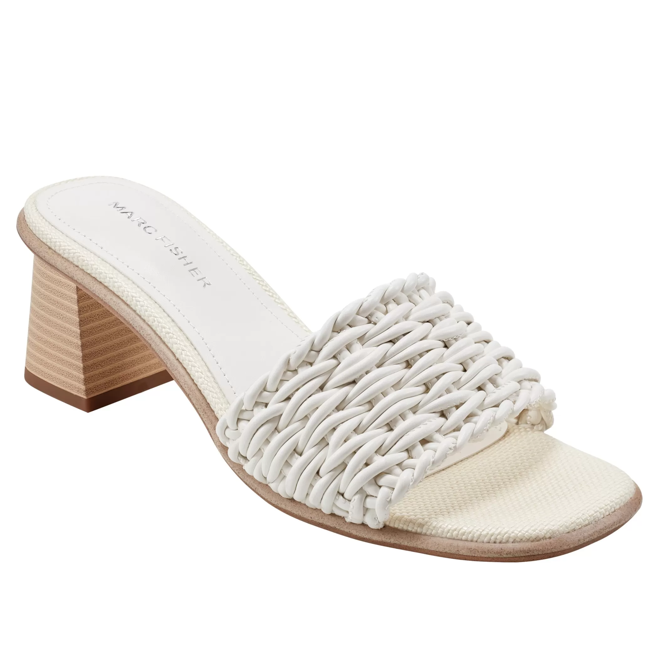 Sale Marc Fisher Alane Block Heel Sandal Chic Cream