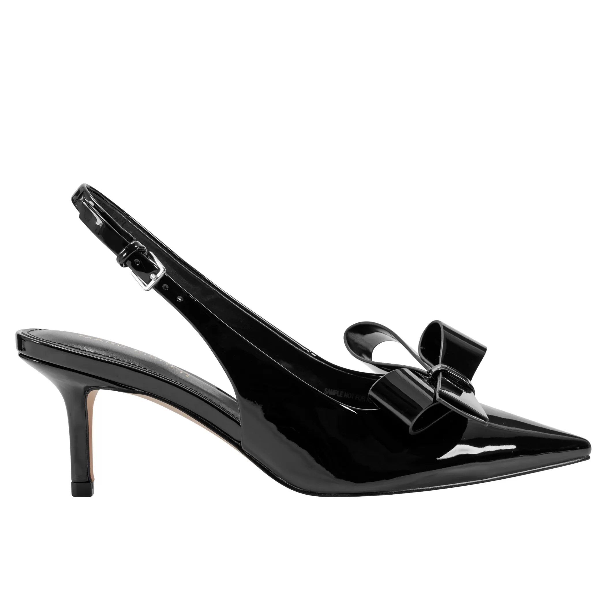 Fashion Marc Fisher Allon Bow Slingback Pump Black Patent