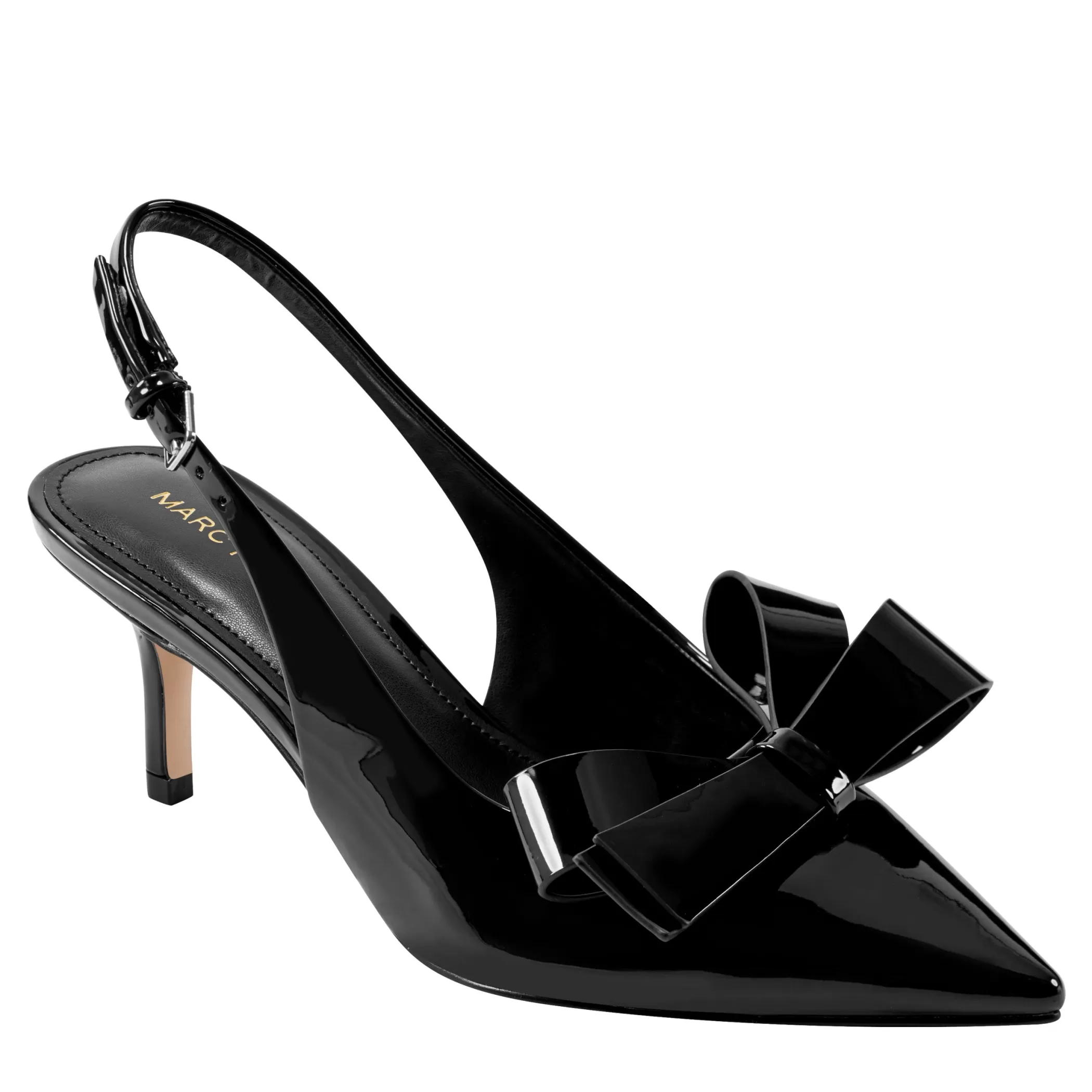 Fashion Marc Fisher Allon Bow Slingback Pump Black Patent