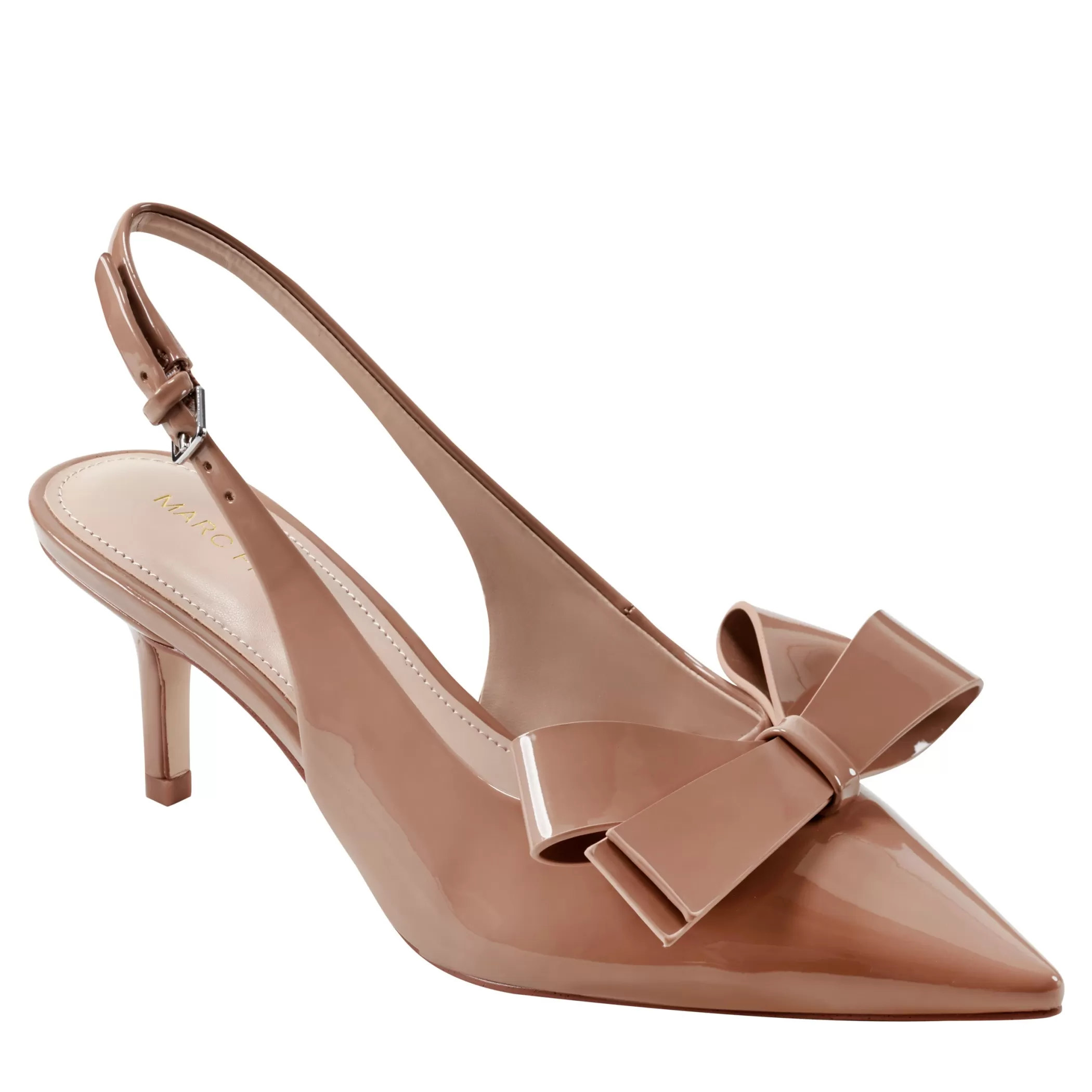 Fashion Marc Fisher Allon Bow Slingback Pump Light Brown Patent