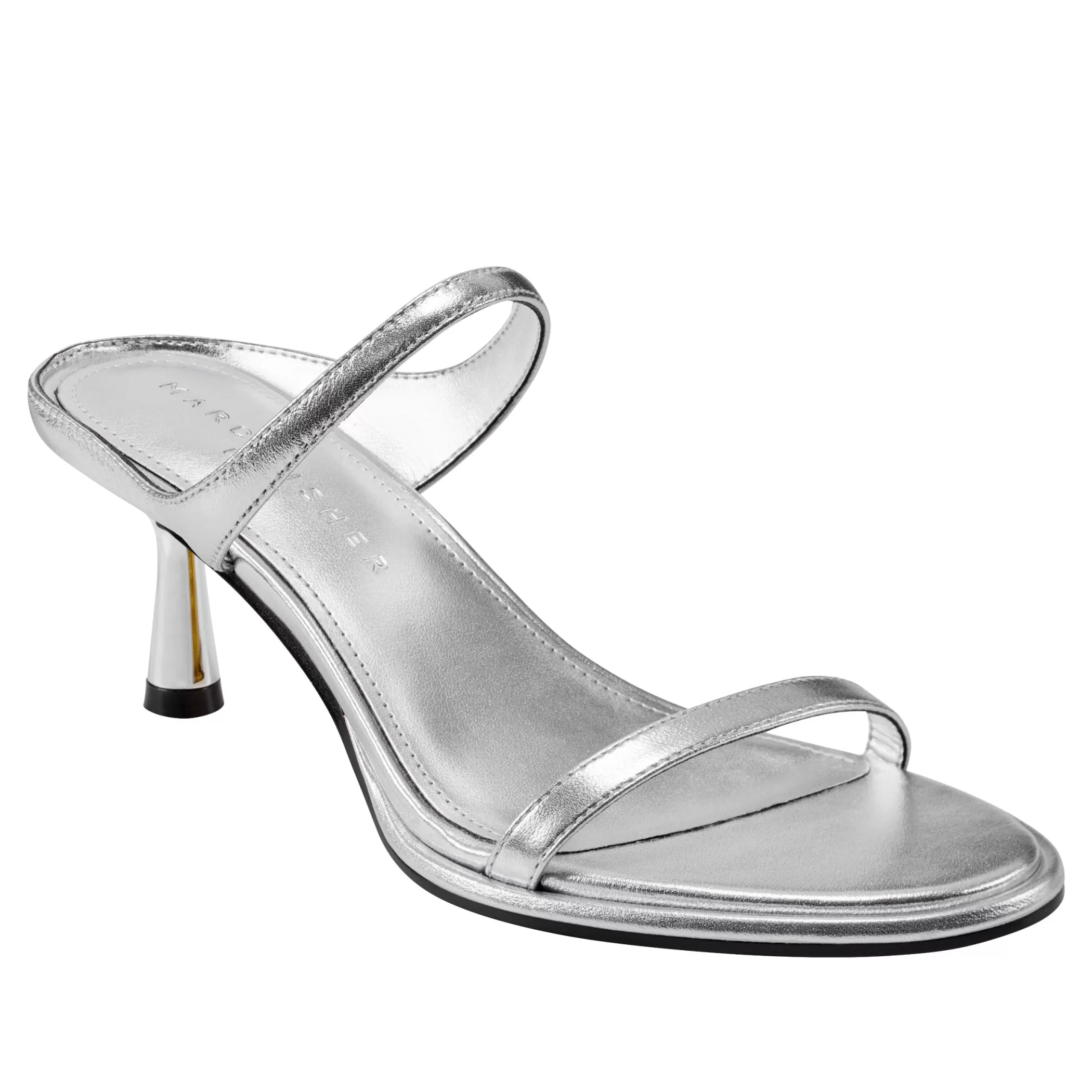 Store Marc Fisher Alonde Heeled Slide Sandal Silver