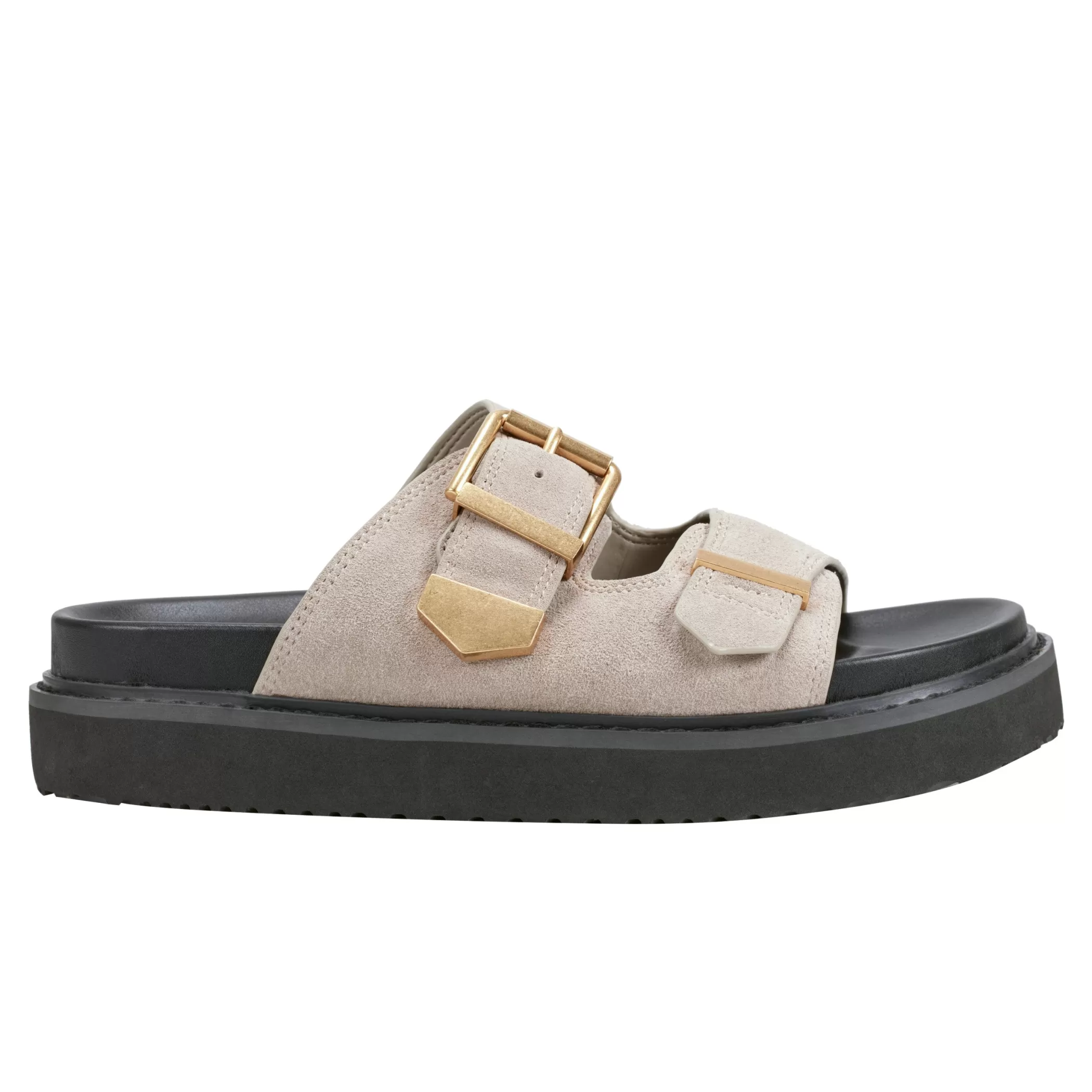 Discount Marc Fisher Amirra Buckle Slide Sandal Taupe Suede