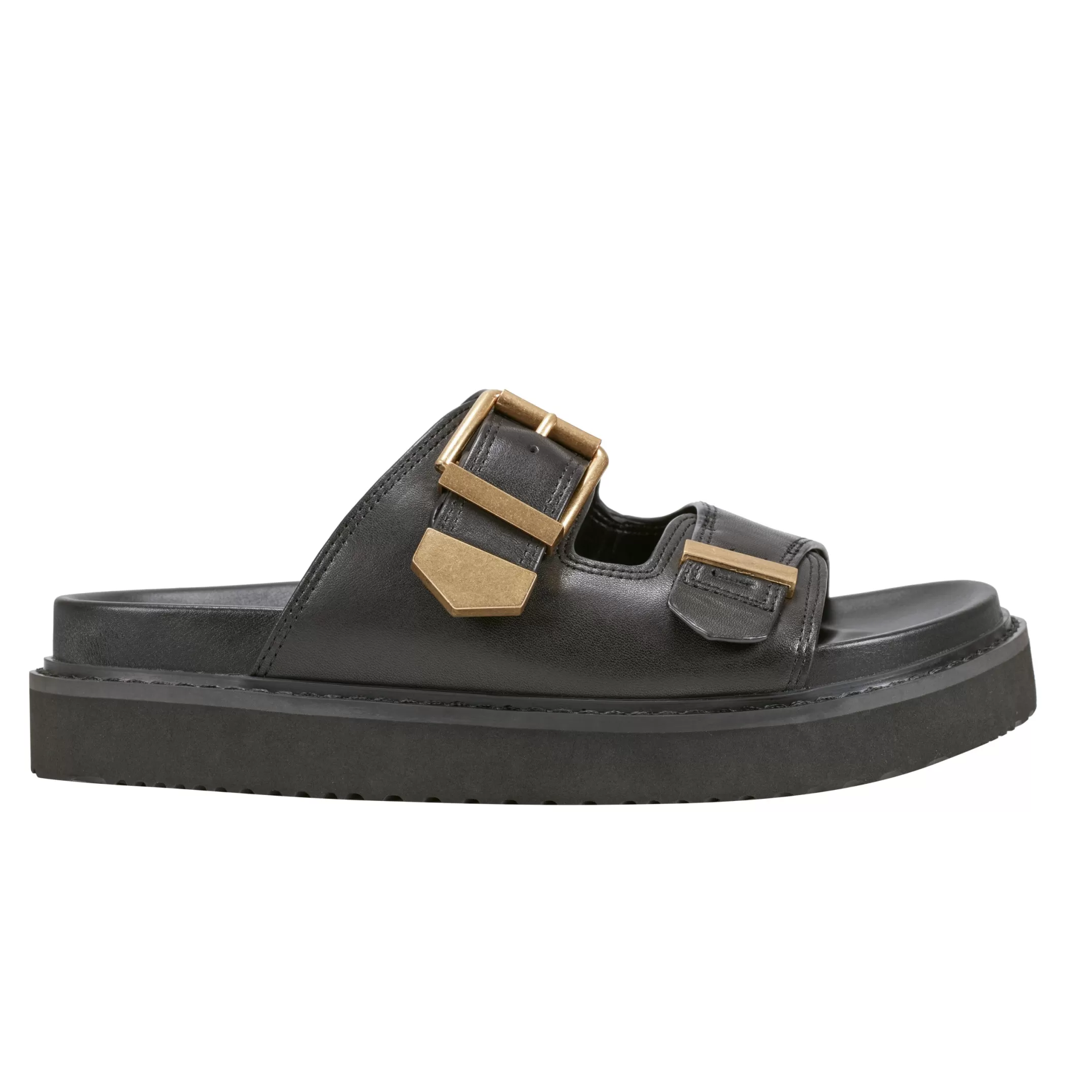 Fashion Marc Fisher Amirra Buckle Slide Sandal Black Leather