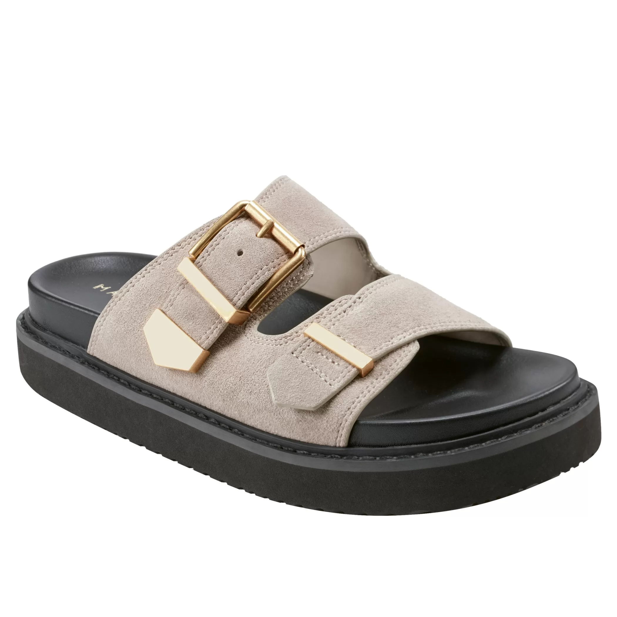 Discount Marc Fisher Amirra Buckle Slide Sandal Taupe Suede