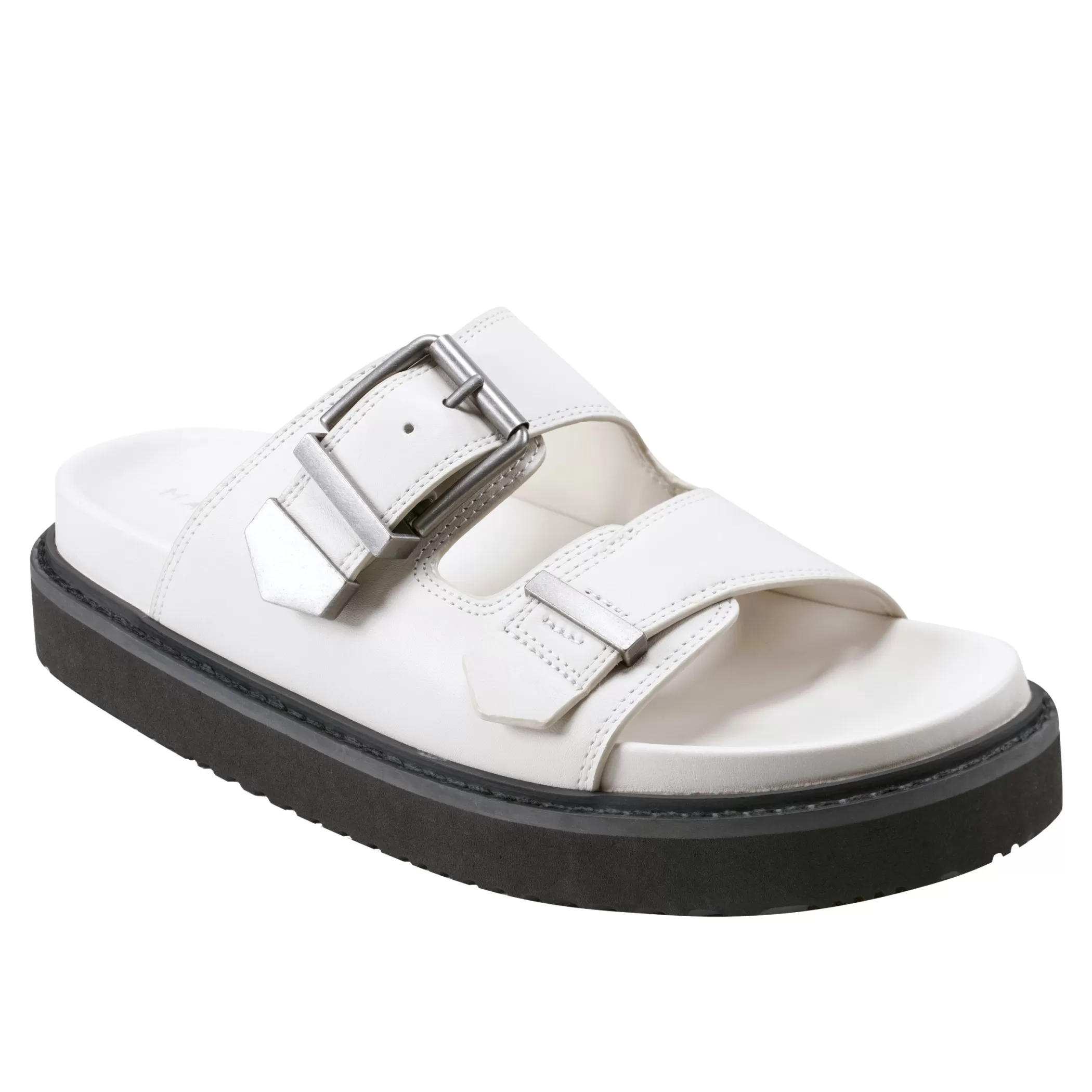 Discount Marc Fisher Amirra Buckle Slide Sandal Chic Cream Leather