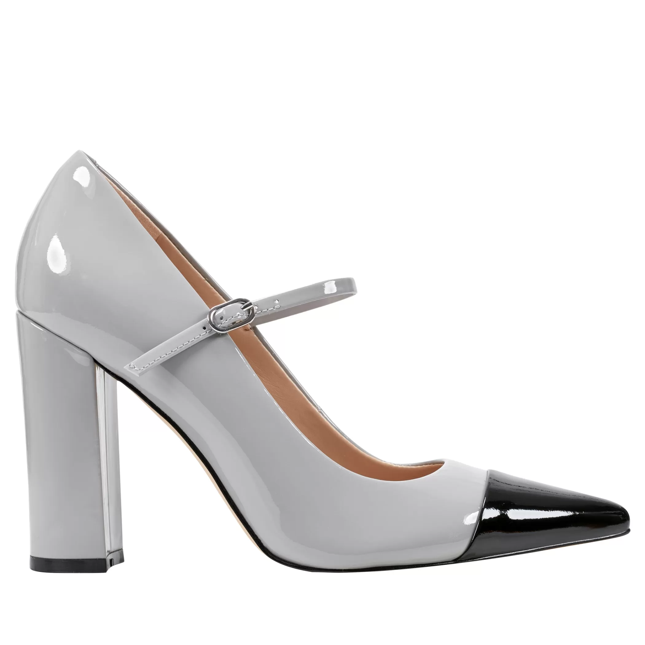 Sale Marc Fisher Anellie Cap Toe Dress Pump Light Grey Patent Leather