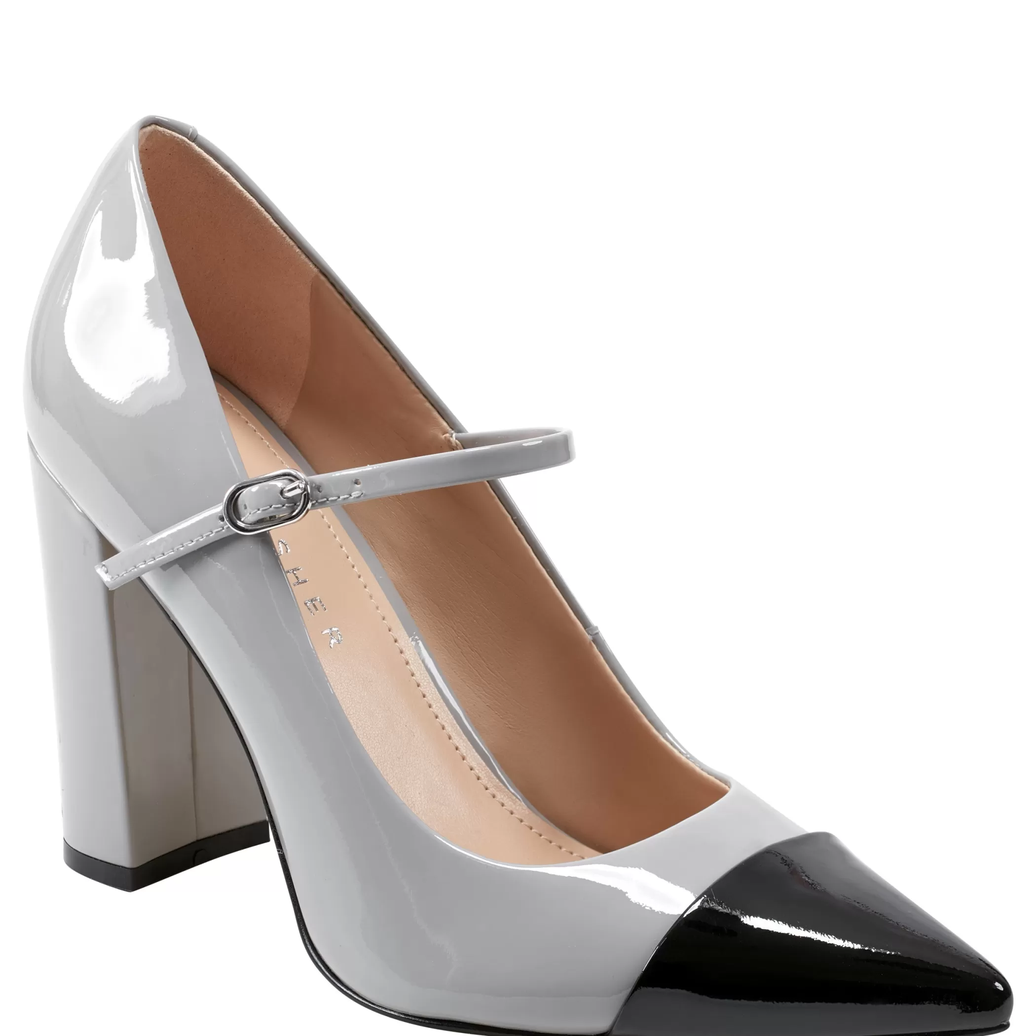 Sale Marc Fisher Anellie Cap Toe Dress Pump Light Grey Patent Leather