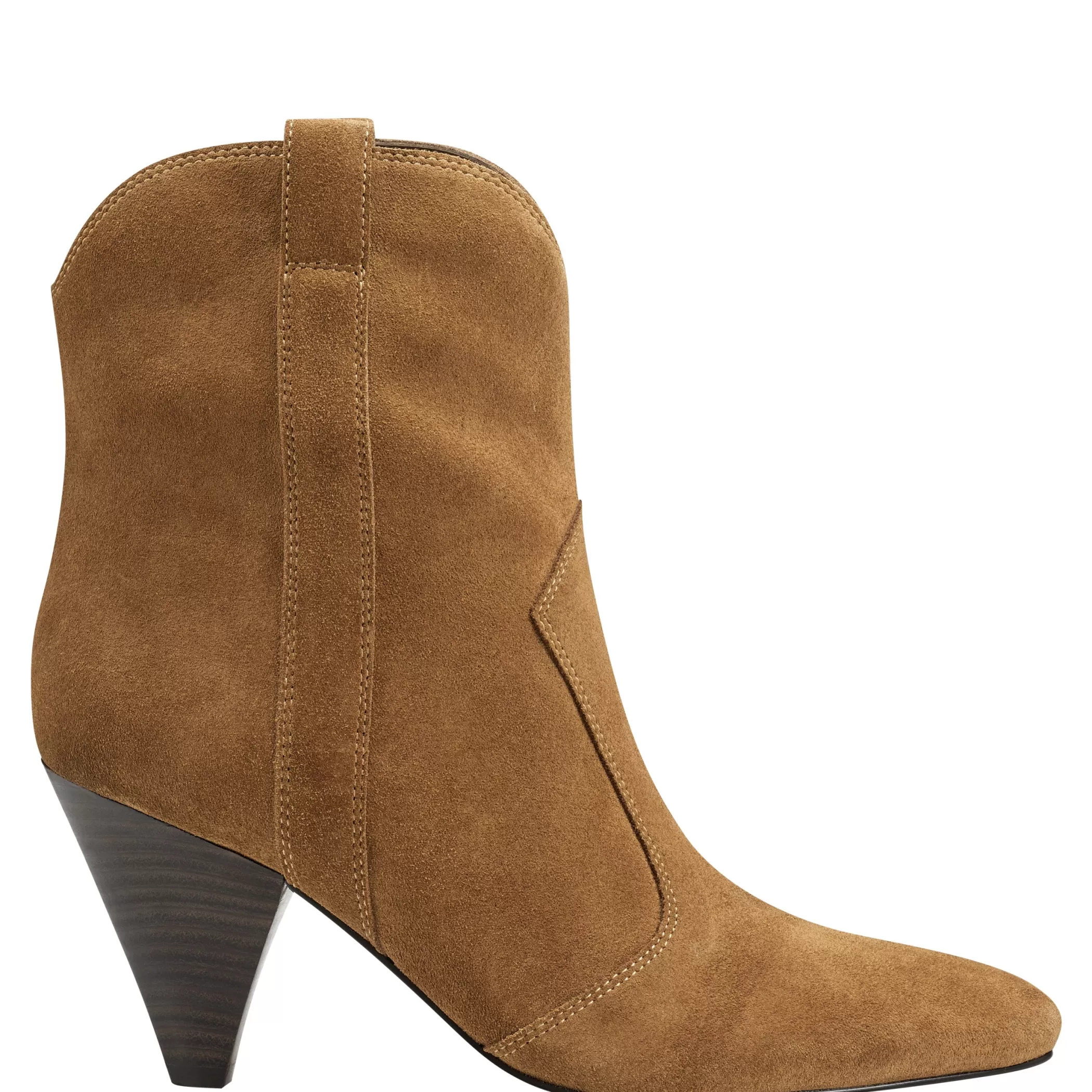 Fashion Marc Fisher Carissa Heeled Western Bootie Cognac Suede