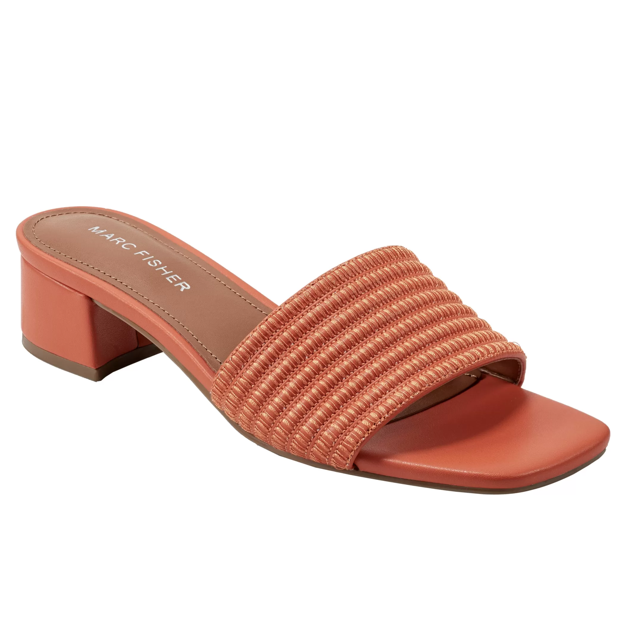 New Marc Fisher Casala Block Heel Sandal Orange