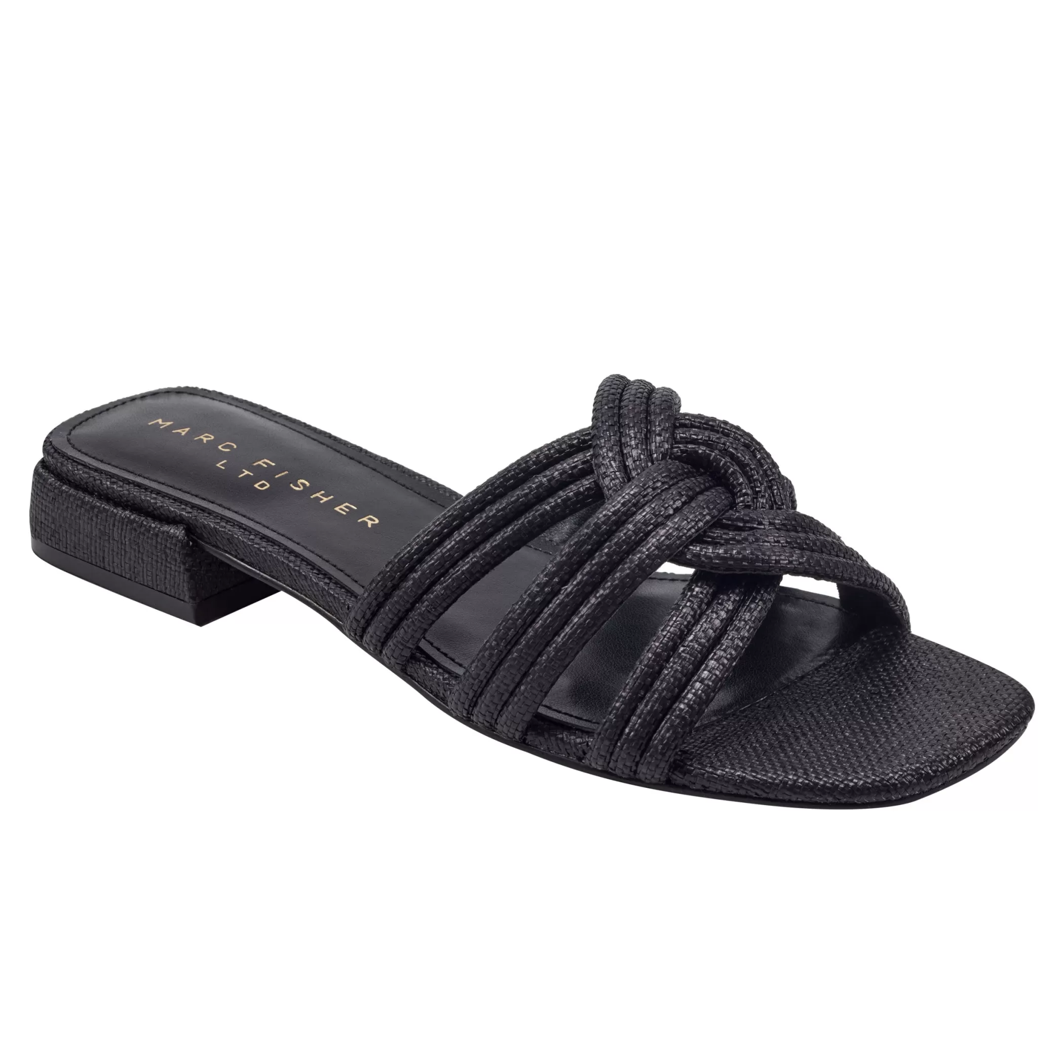 Best Marc Fisher Casara Slide Sandal Black Raffia