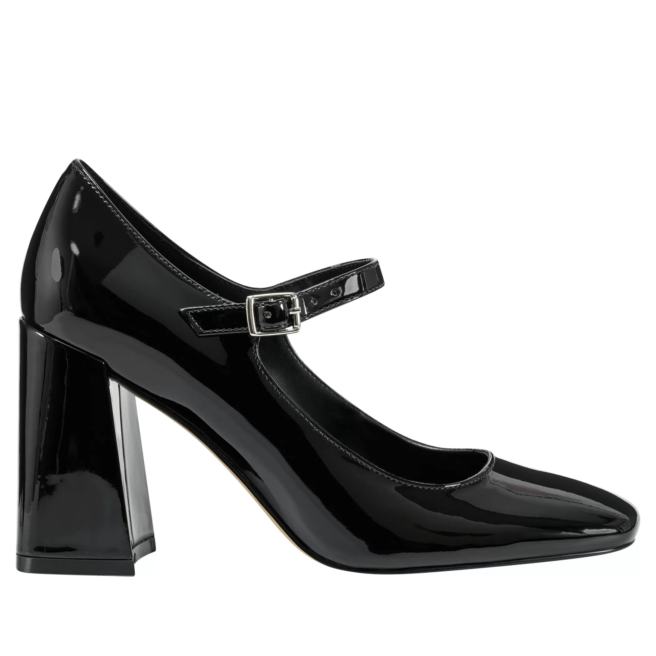 Cheap Marc Fisher Charin Block Heel Mary Jane Black Patent