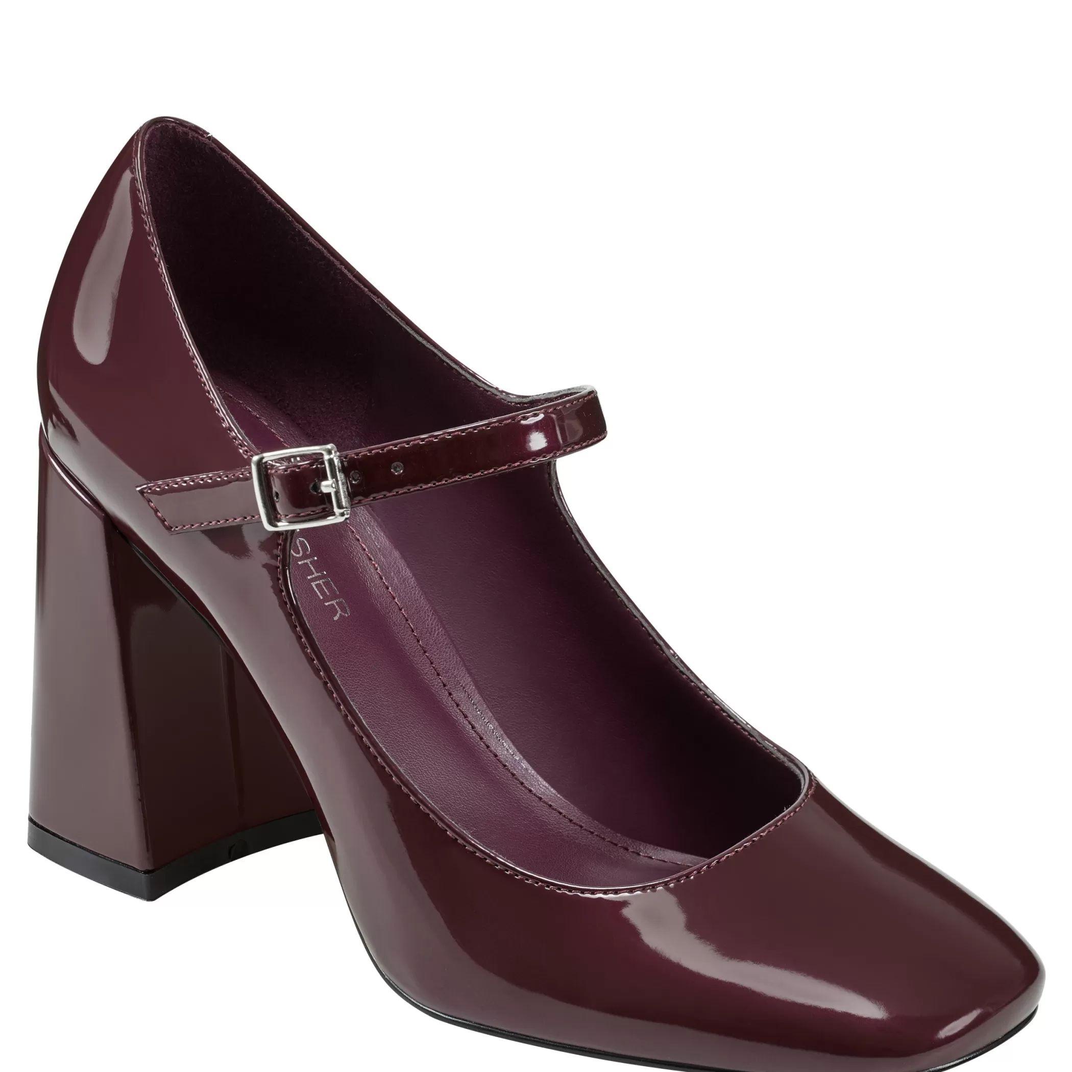 Cheap Marc Fisher Charin Block Heel Mary Jane Merlot Patent