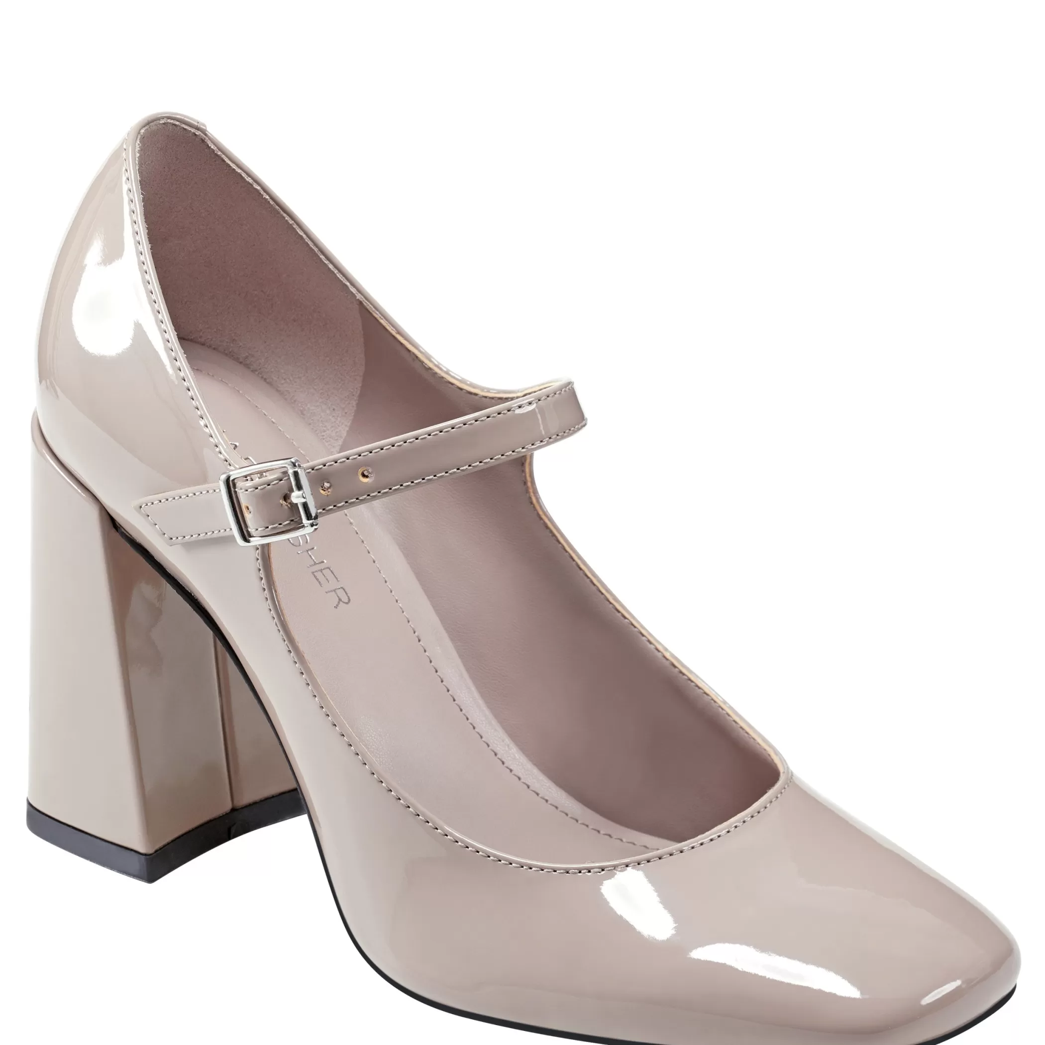 Best Sale Marc Fisher Charin Block Heel Mary Jane Nude Patent