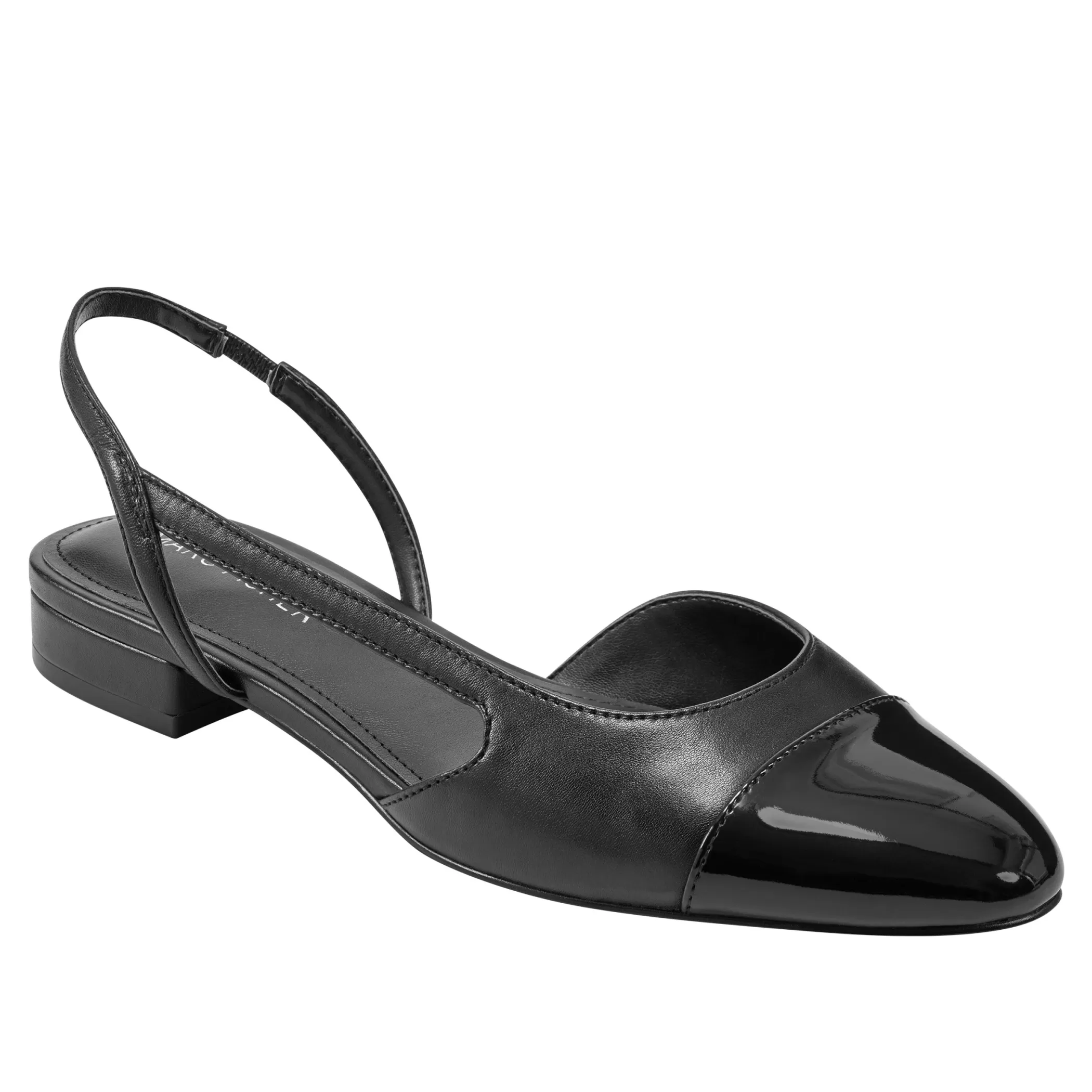 Fashion Marc Fisher Dela Closed Toe Slingback Dress Flat Black