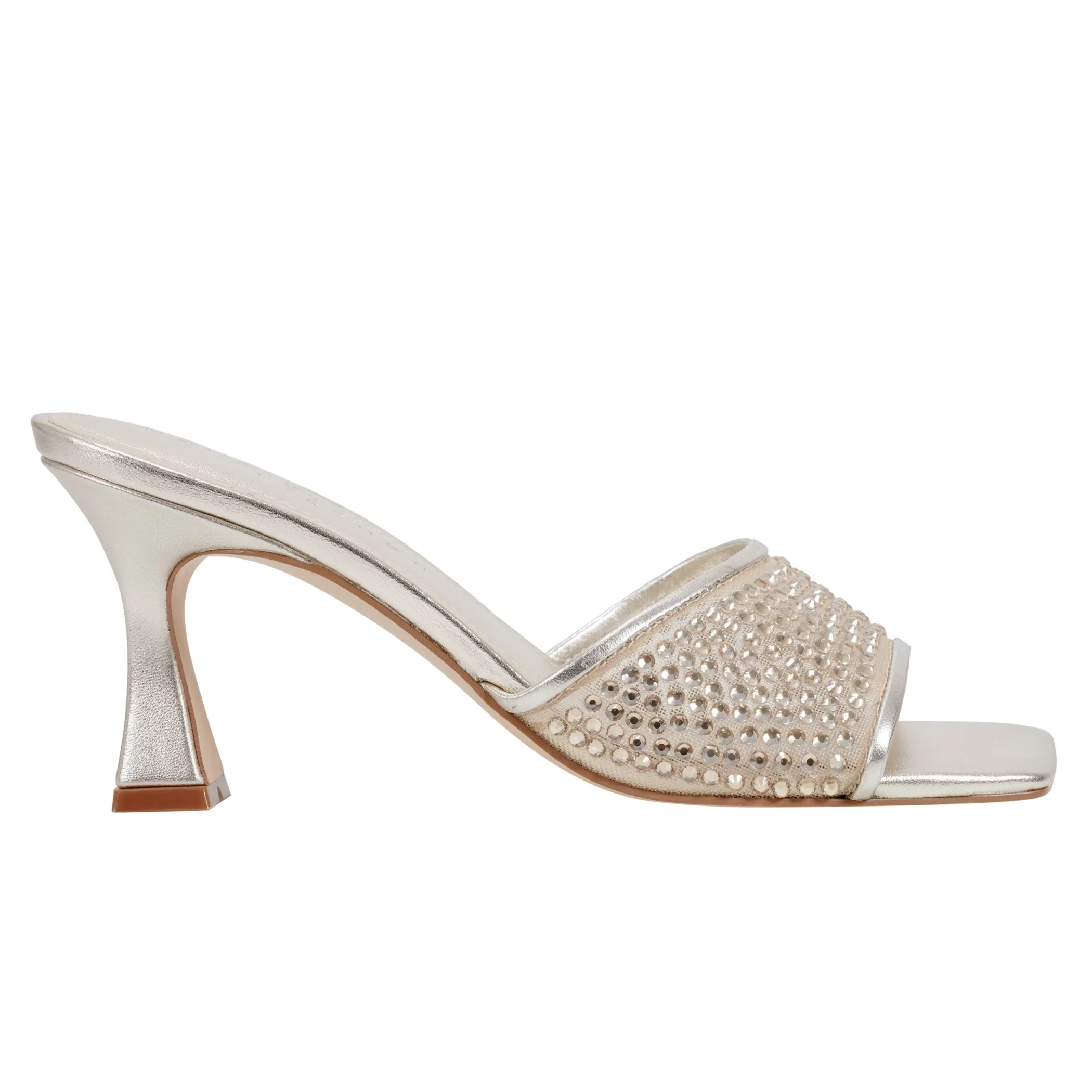 Shop Marc Fisher Delaney Studded Slide Sandal Platino Leather