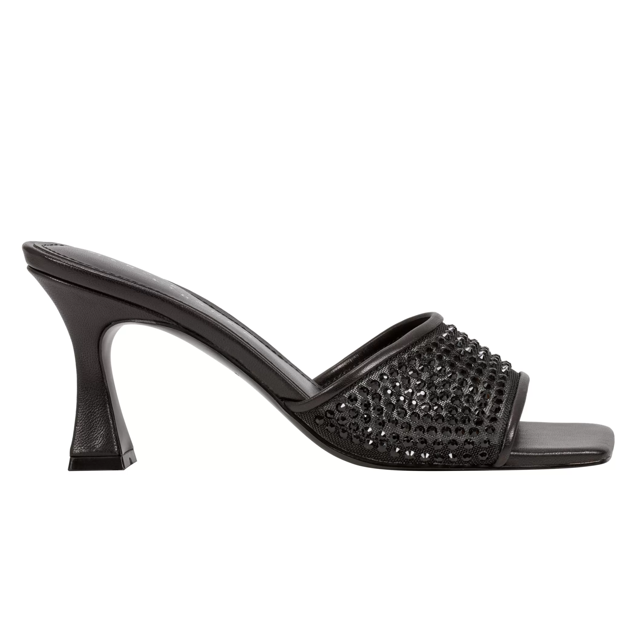 Shop Marc Fisher Delaney Studded Slide Sandal Black Leather