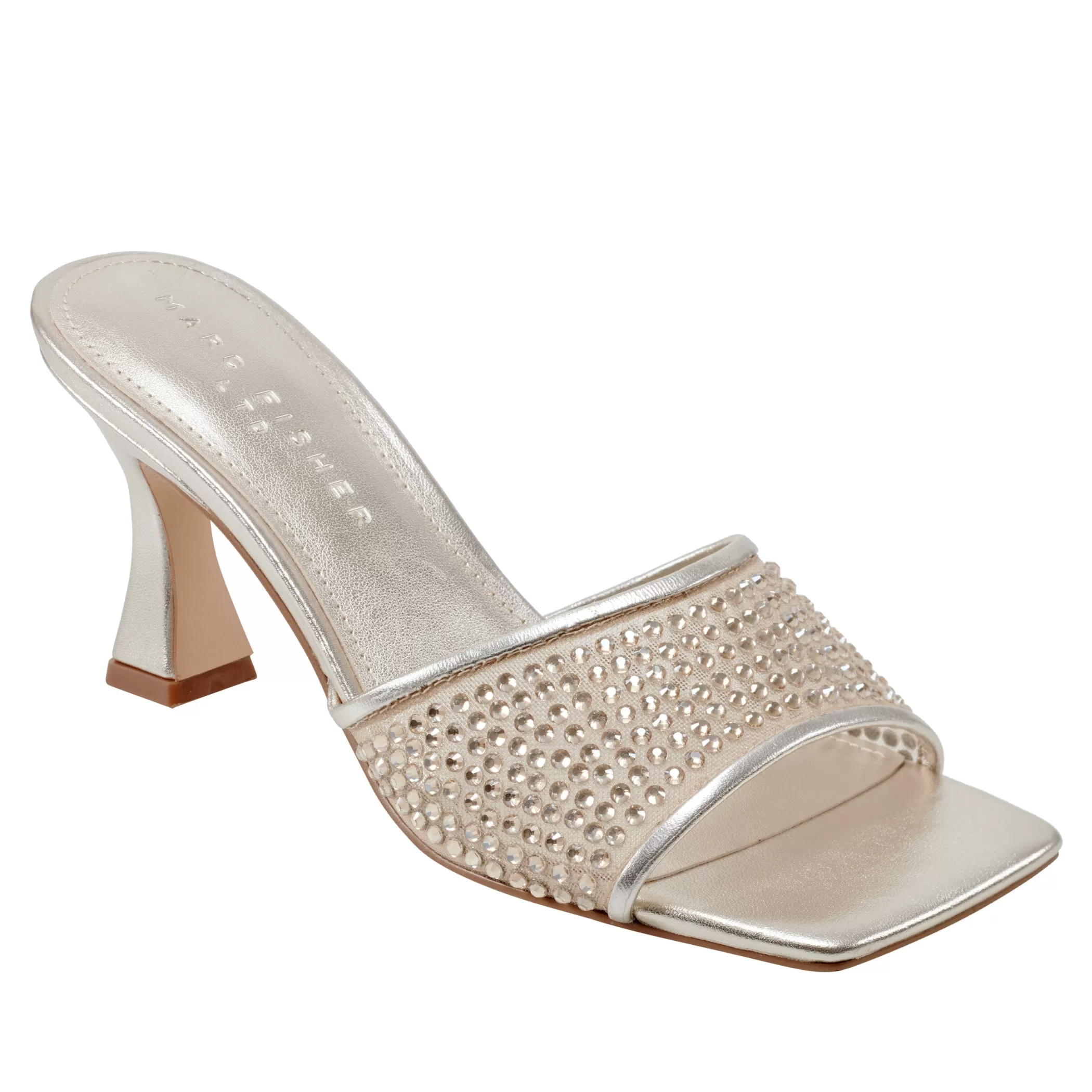 Shop Marc Fisher Delaney Studded Slide Sandal Platino Leather