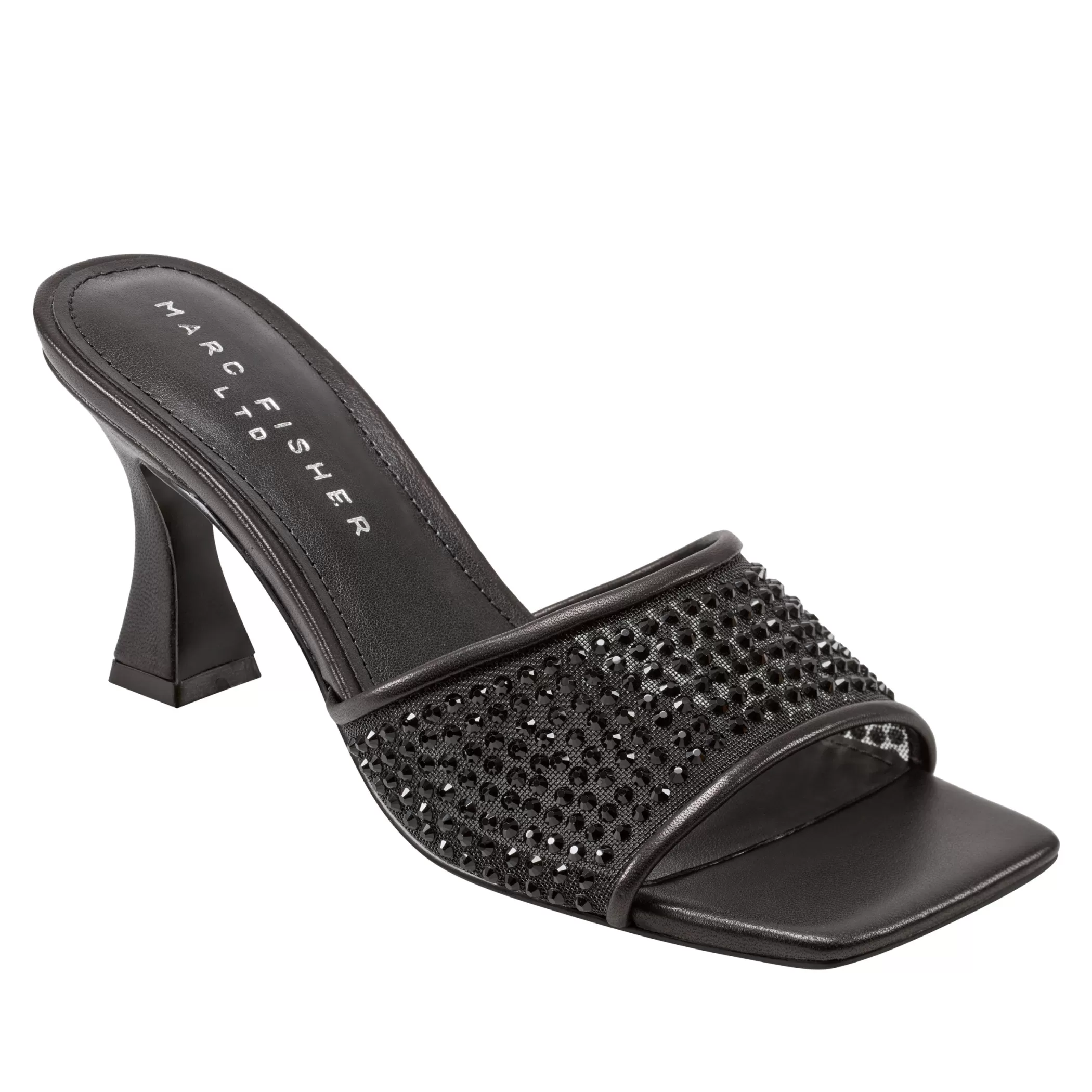 Shop Marc Fisher Delaney Studded Slide Sandal Black Leather