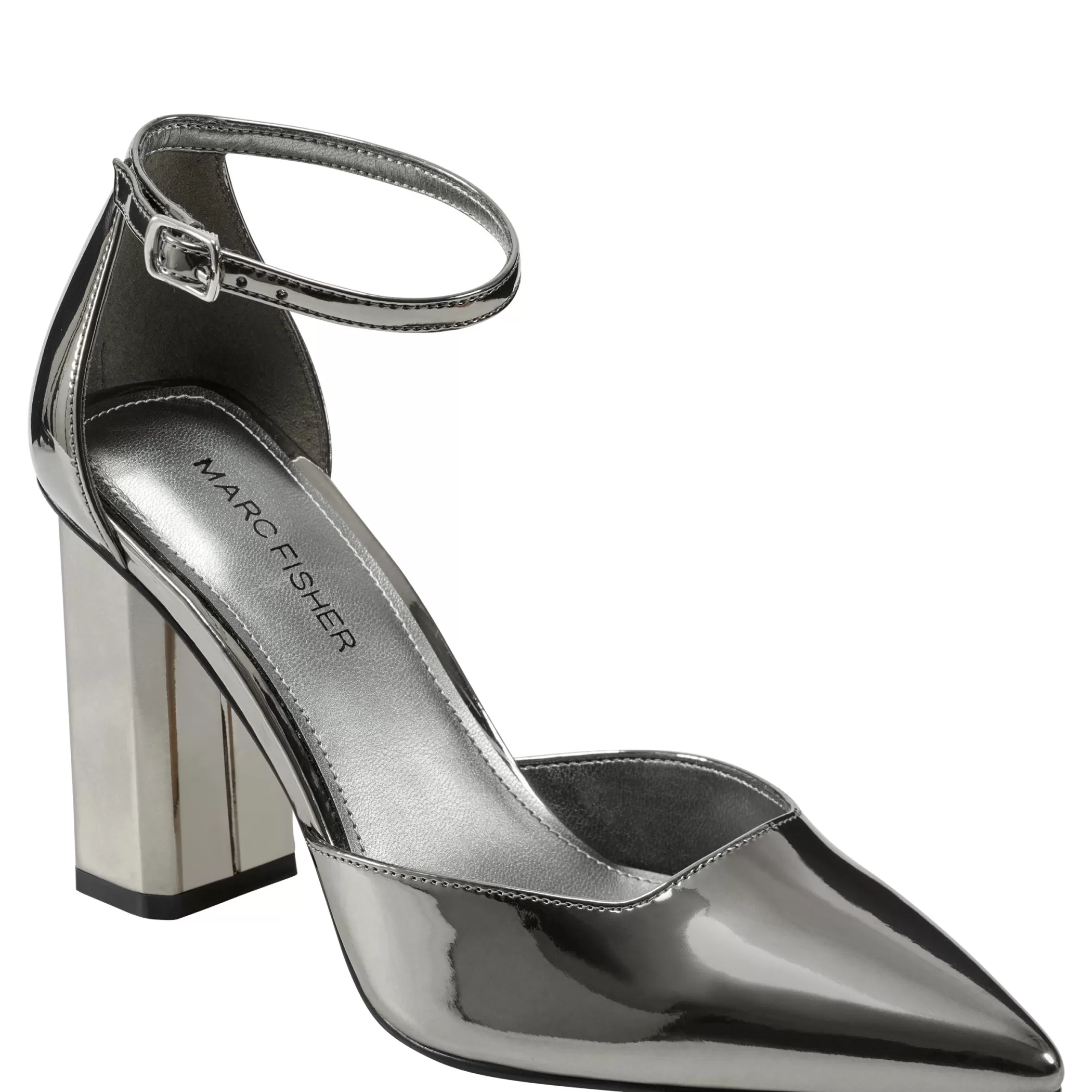 Sale Marc Fisher Demeter Ankle Strap Pump Pewter Metallic