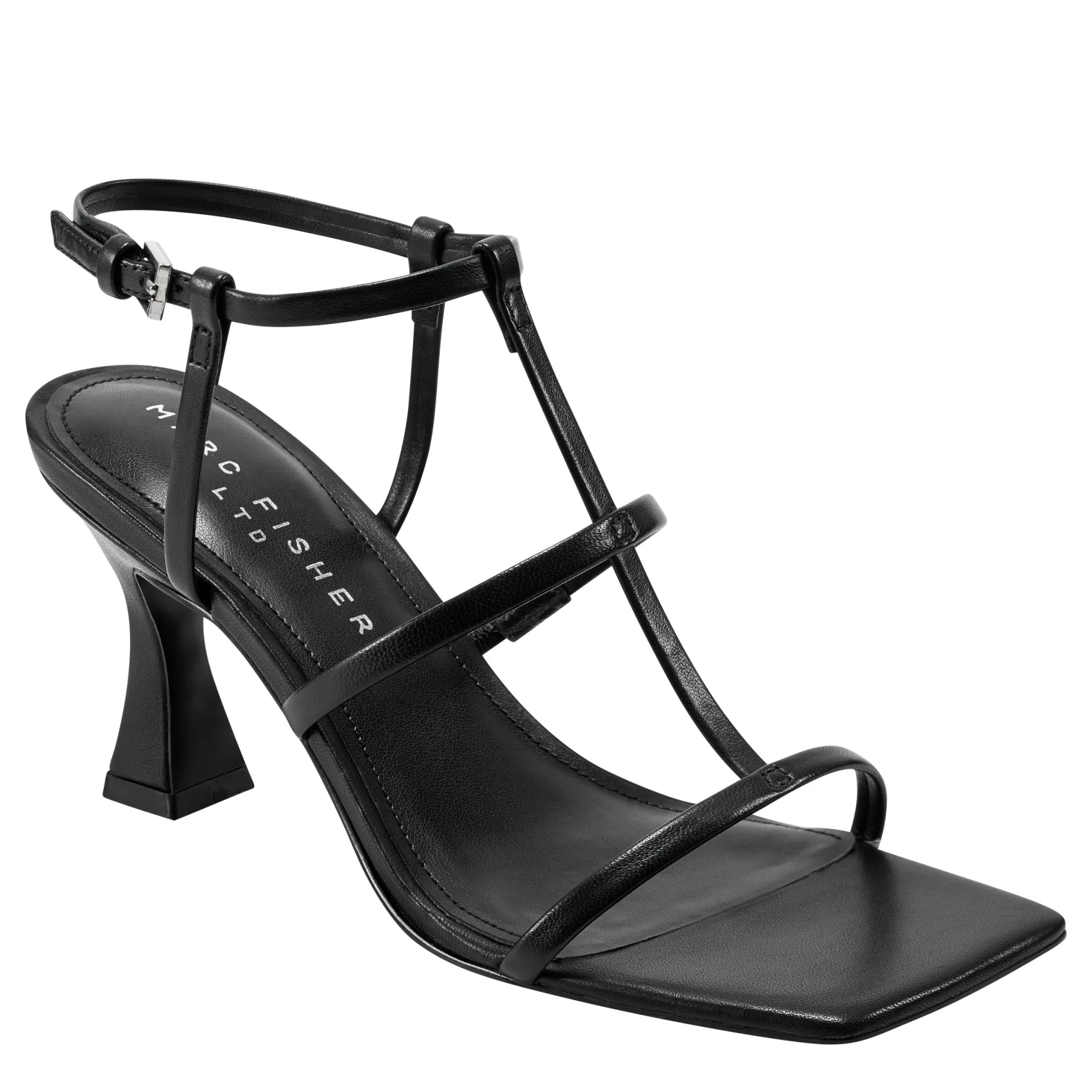 Fashion Marc Fisher Dennie Strappy Dress Sandal Black Leather