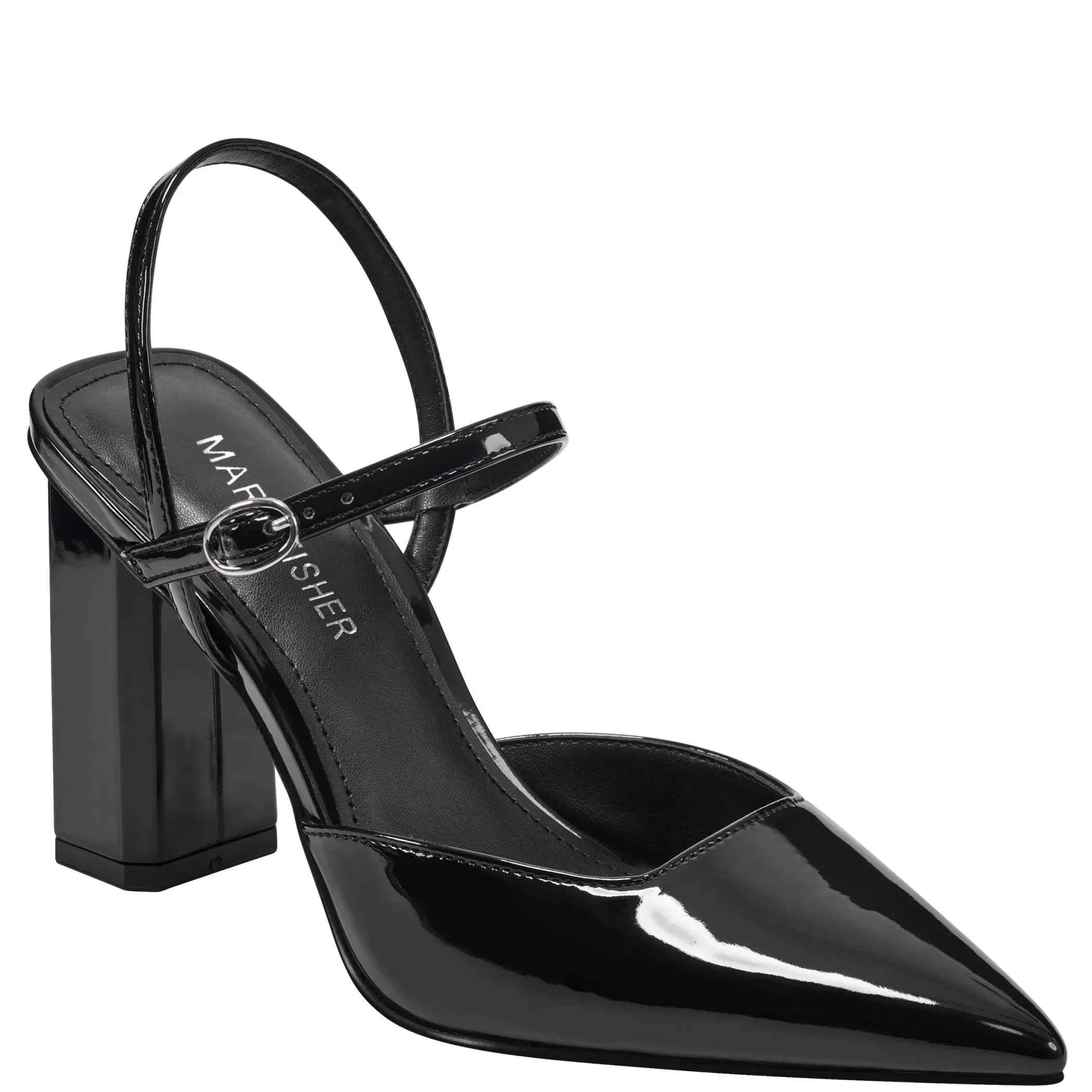 Sale Marc Fisher Doster Pointy Toe Slingback Black Patent