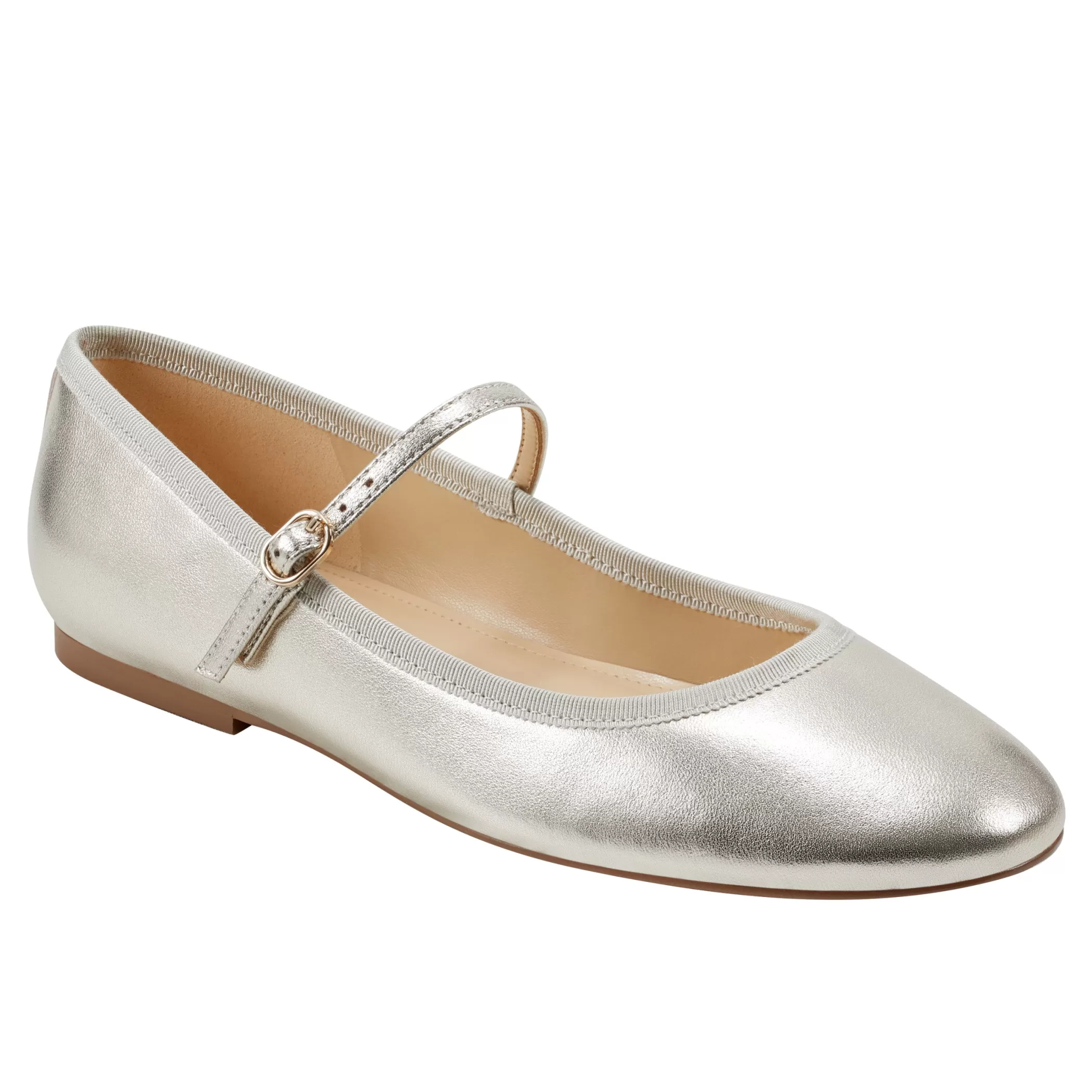 Sale Marc Fisher Espina Ballet Flat Platino Leather