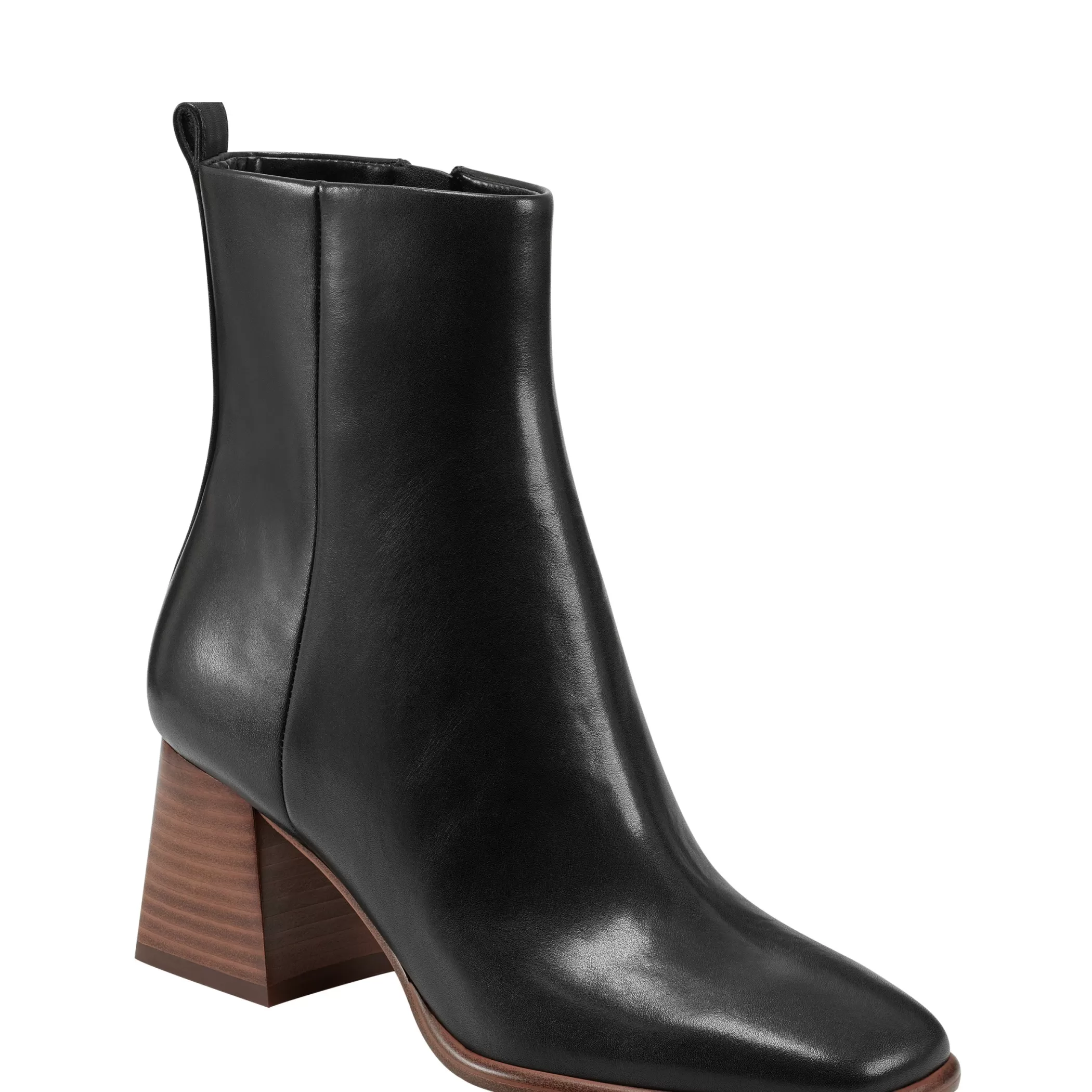 New Marc Fisher Floria Square Toe Bootie Black Leather