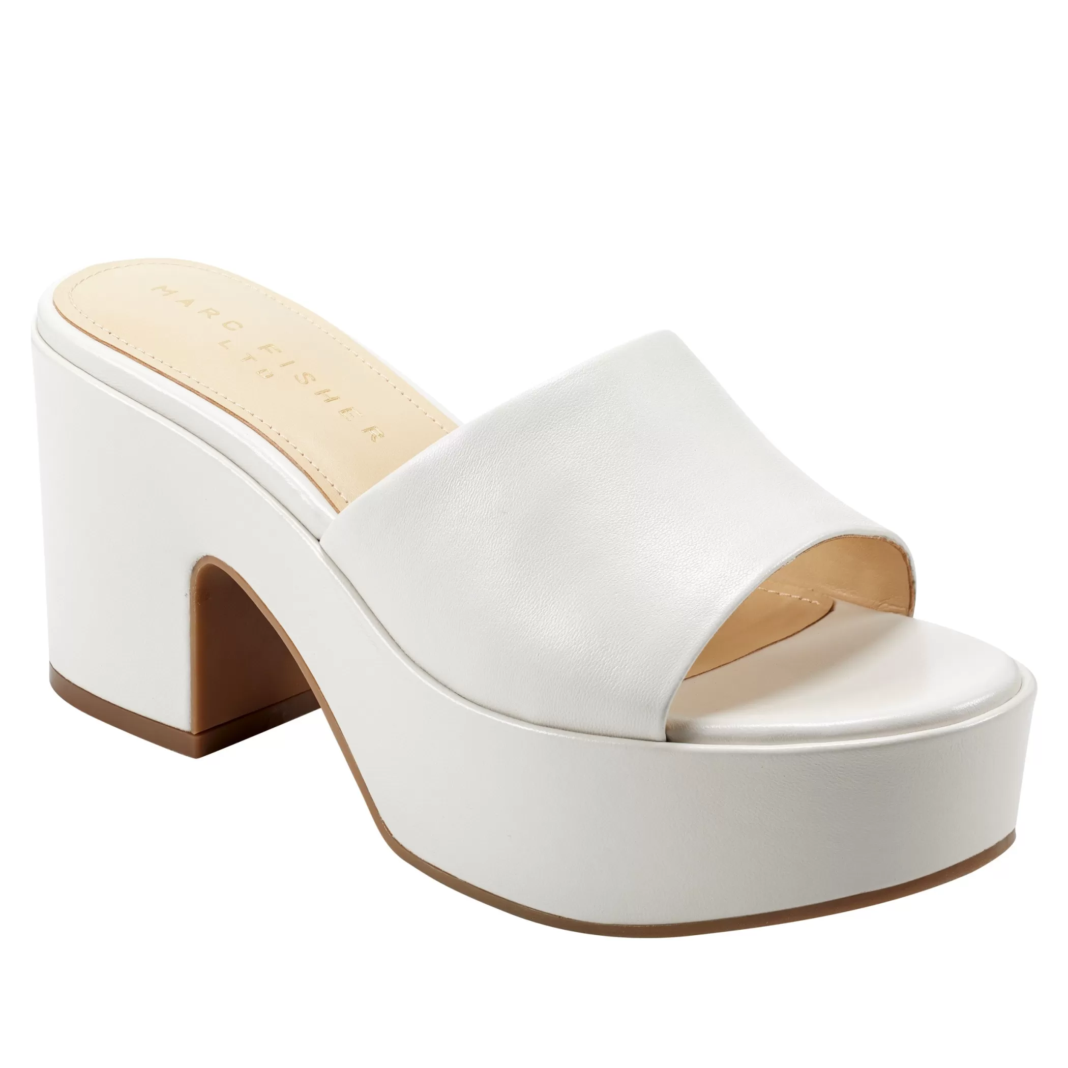 Cheap Marc Fisher Forina Platform Slide Sandal Chic Cream