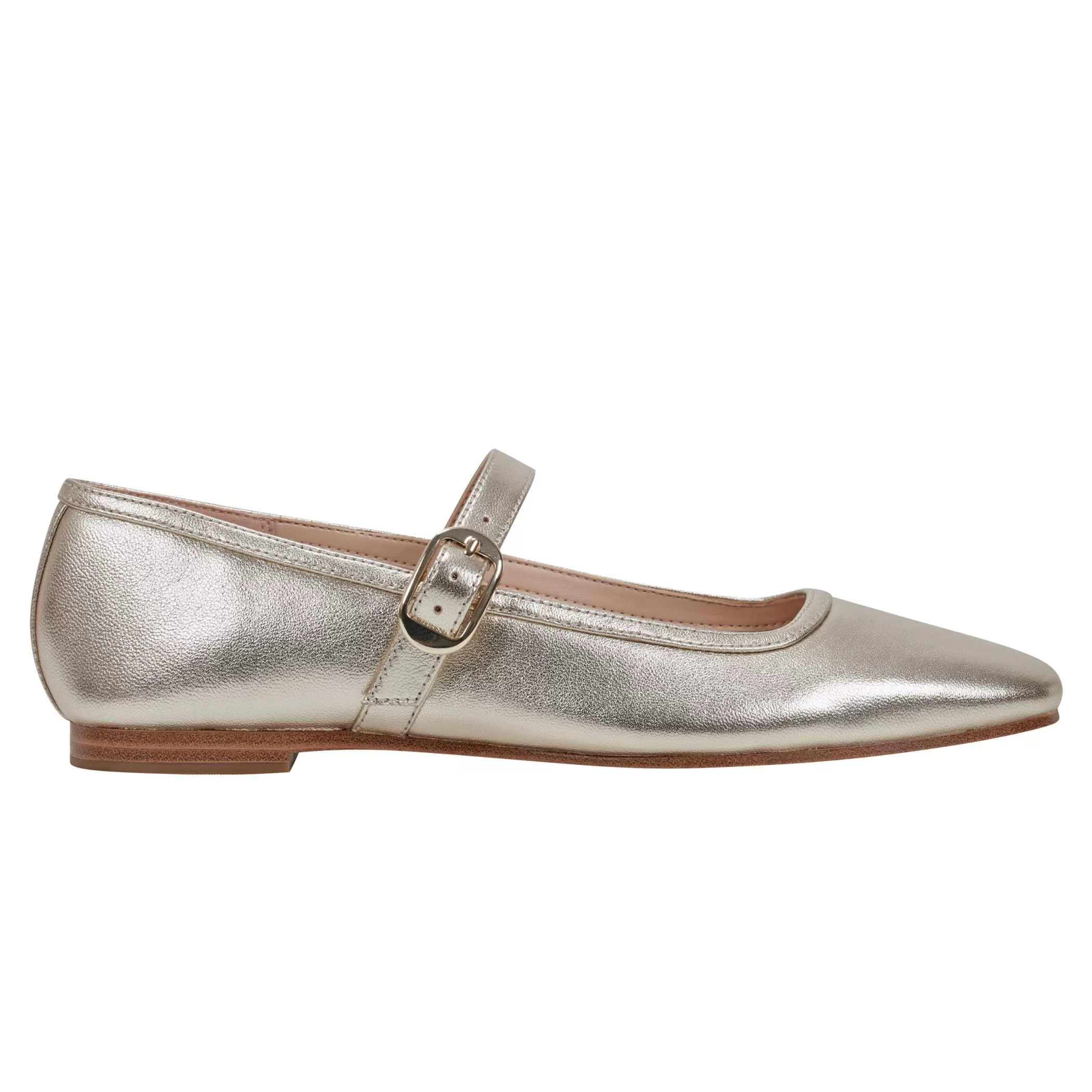 New Marc Fisher Garissa Mary Jane Ballet Flat Platino Leather