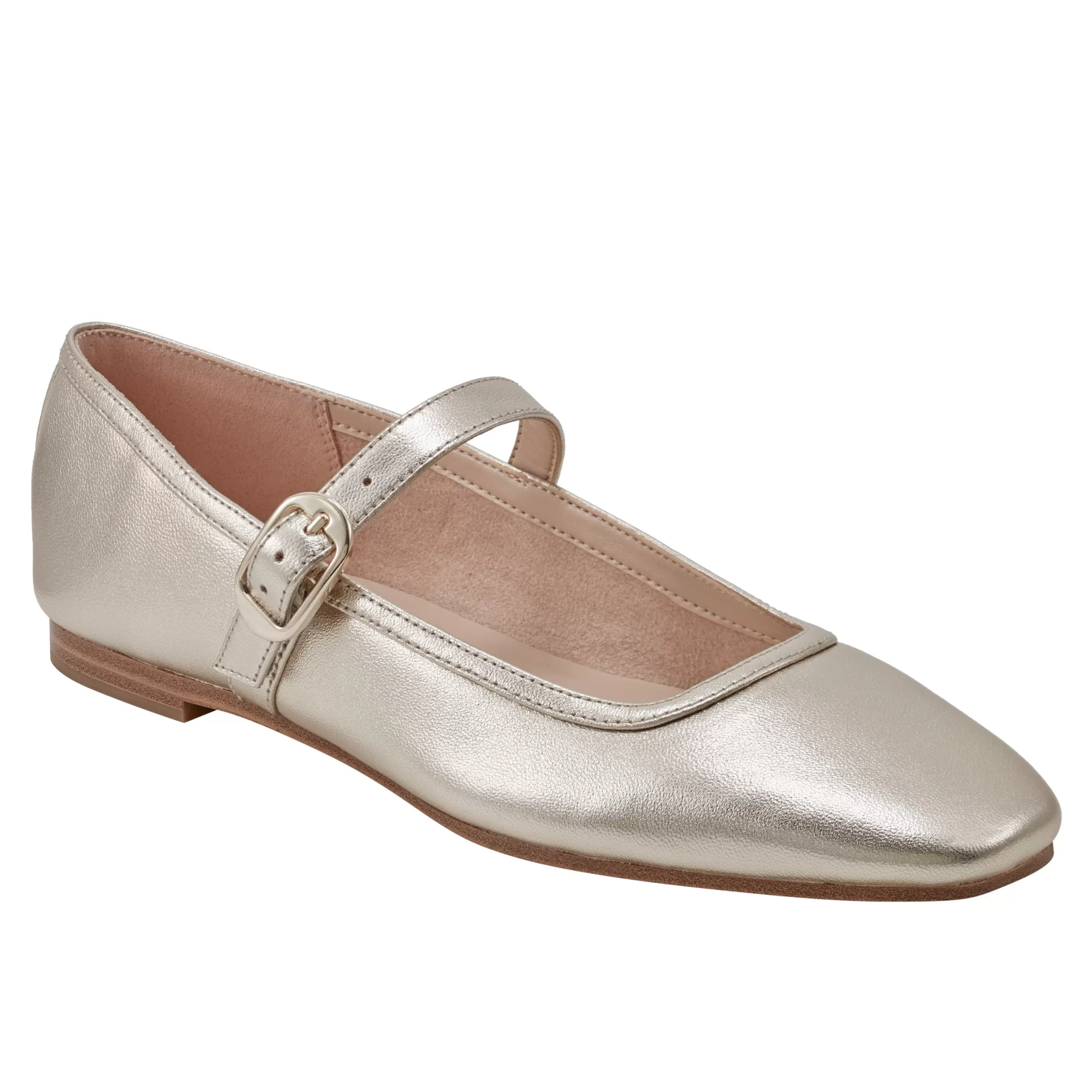 New Marc Fisher Garissa Mary Jane Ballet Flat Platino Leather