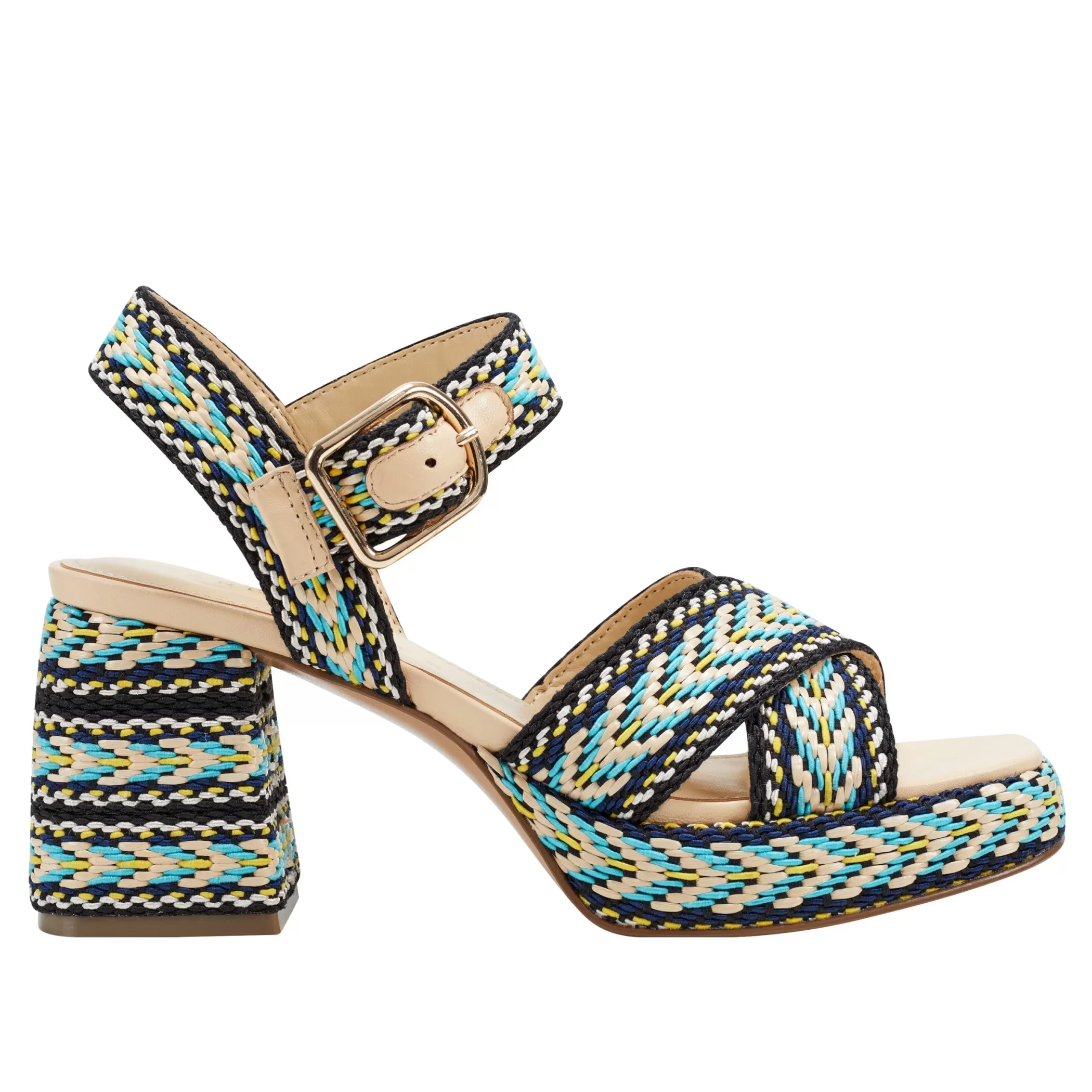 Cheap Marc Fisher Gemmie Platform Sandal Blue Multi