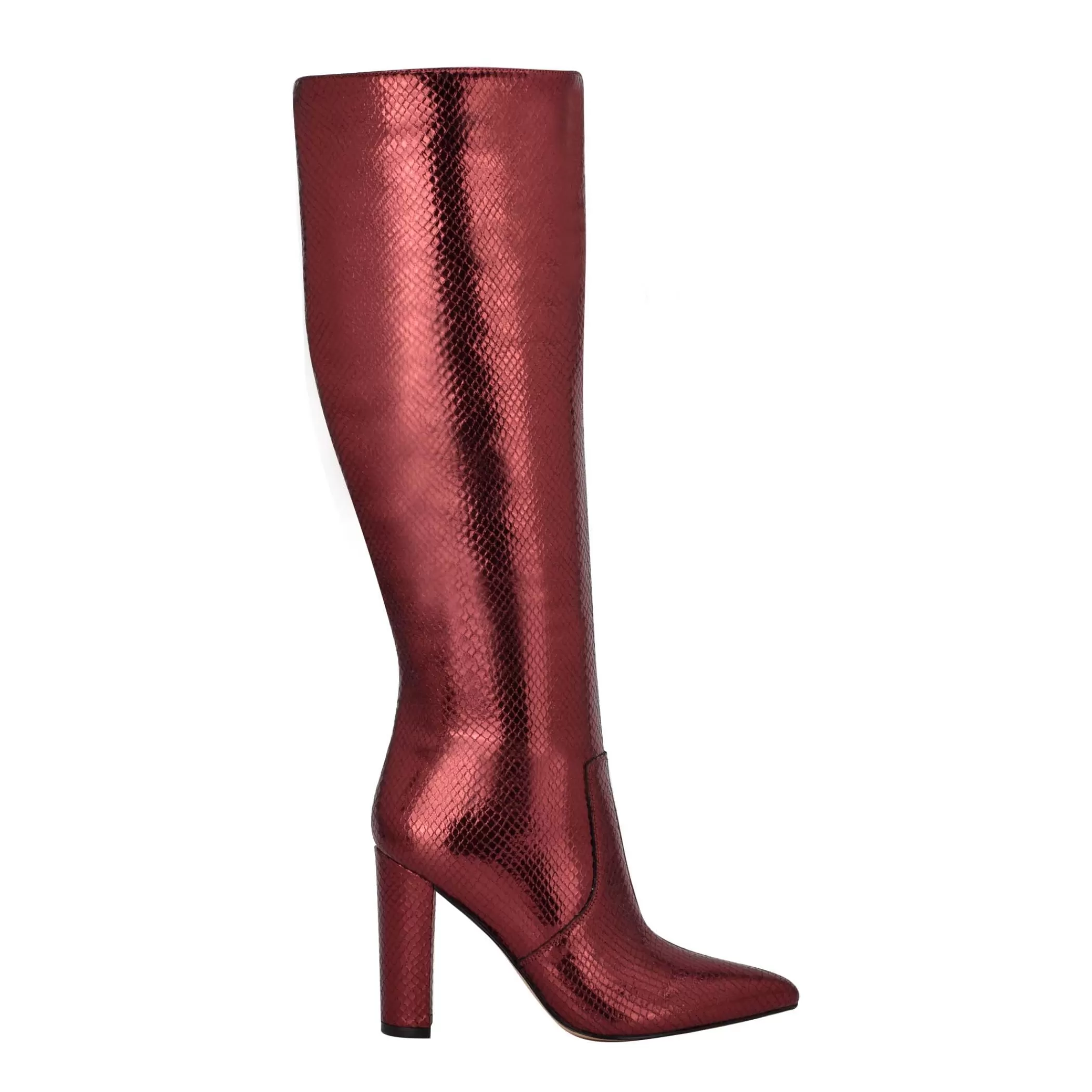 Flash Sale Marc Fisher Giancarlo Heeled Boot Red Snake Suede