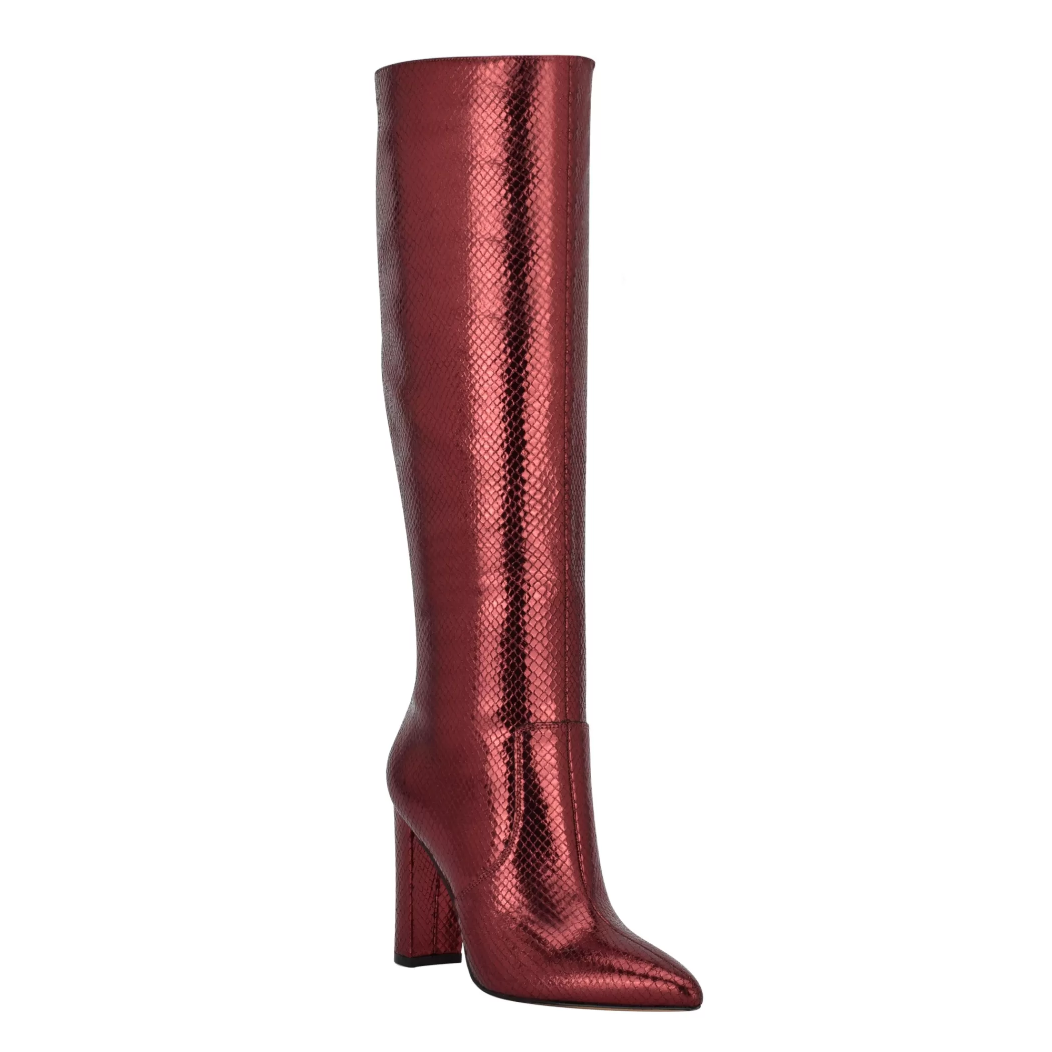 Flash Sale Marc Fisher Giancarlo Heeled Boot Red Snake Suede