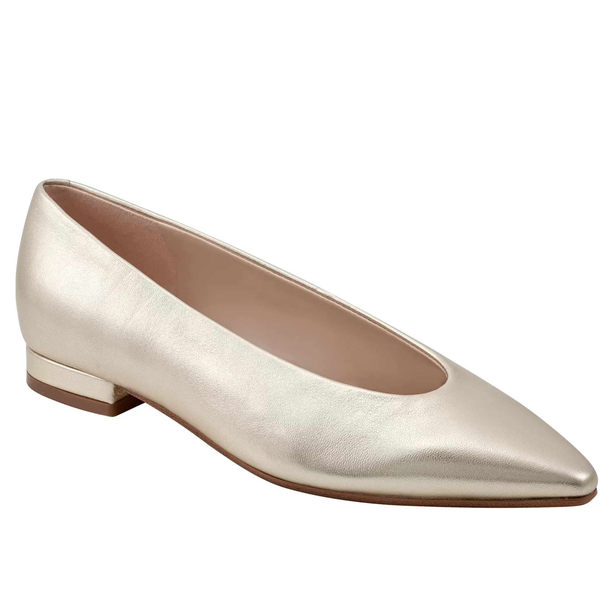 Discount Marc Fisher Gunner Pointed Toe Flat Platino Leather