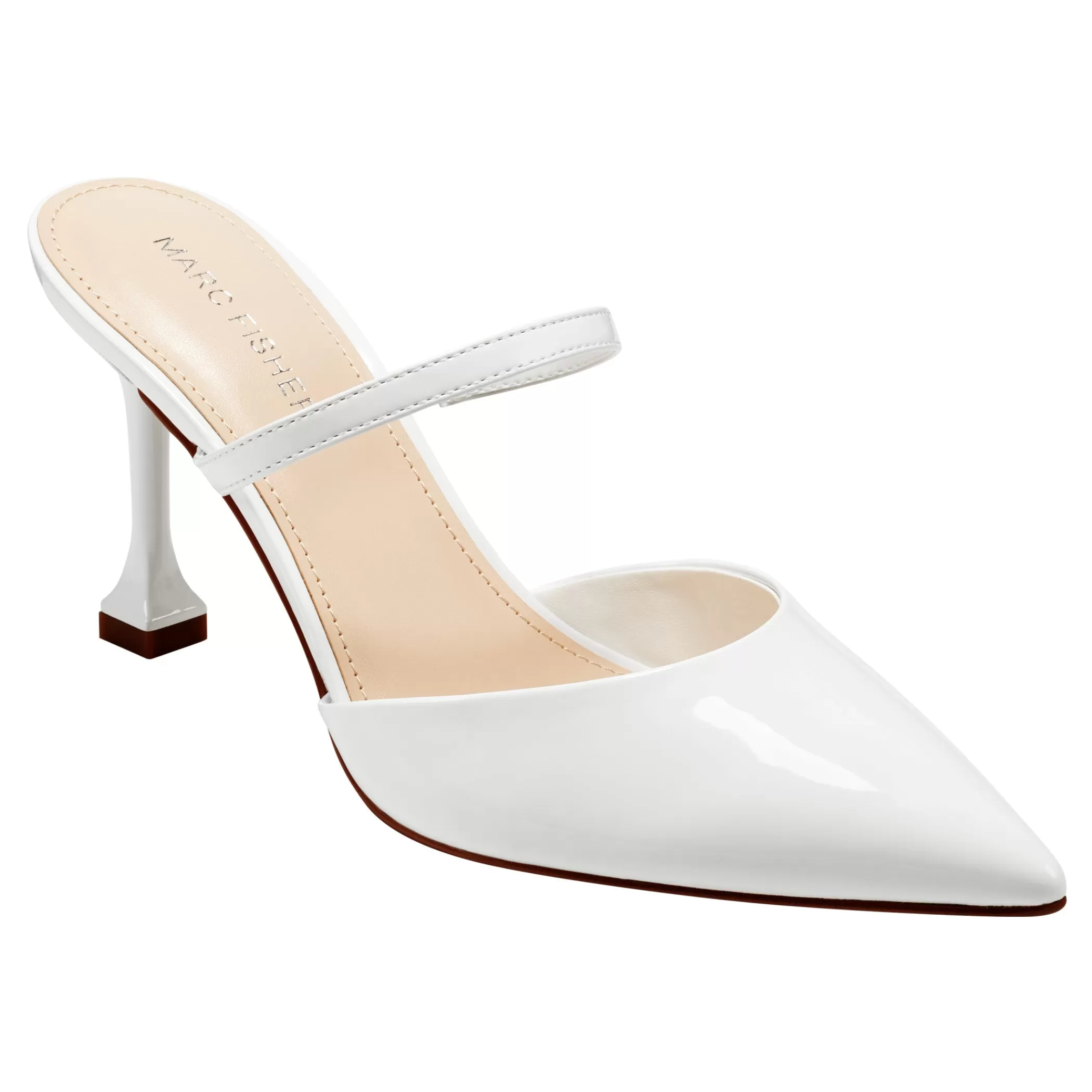 Fashion Marc Fisher Hadais Heeled Mule White Patent