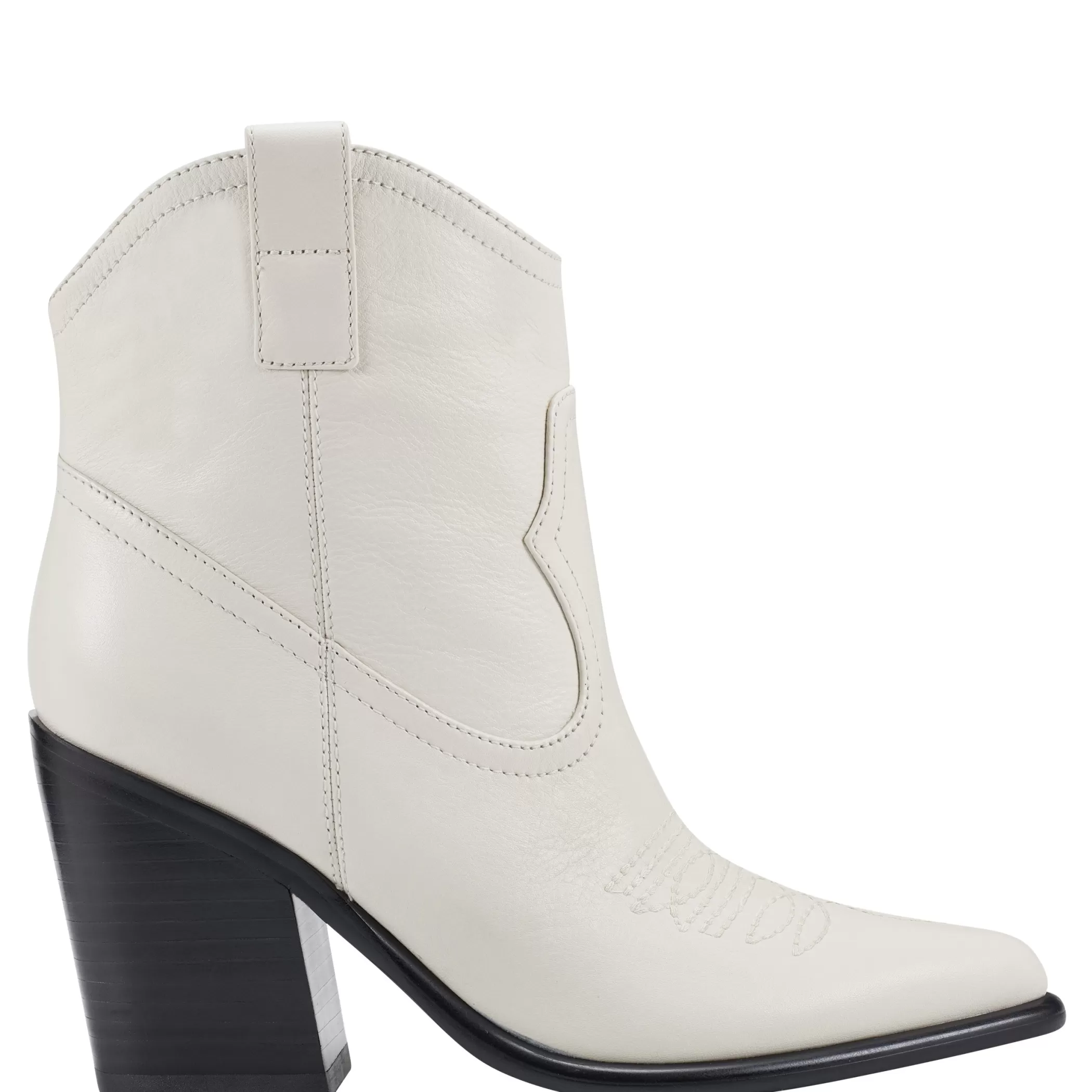 Shop Marc Fisher Jalella Detailed Western Bootie Ivory Leather