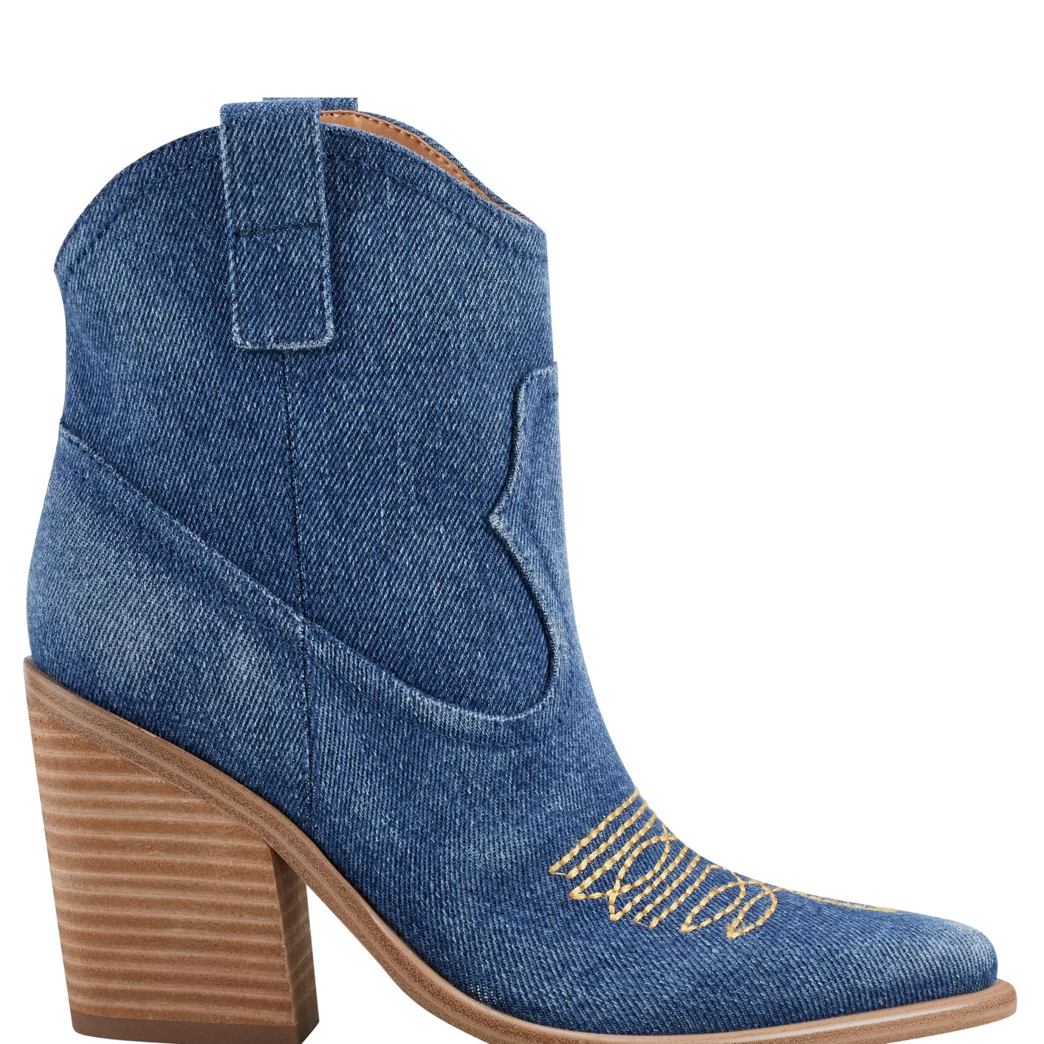 Clearance Marc Fisher Jalella Detailed Western Bootie Denim