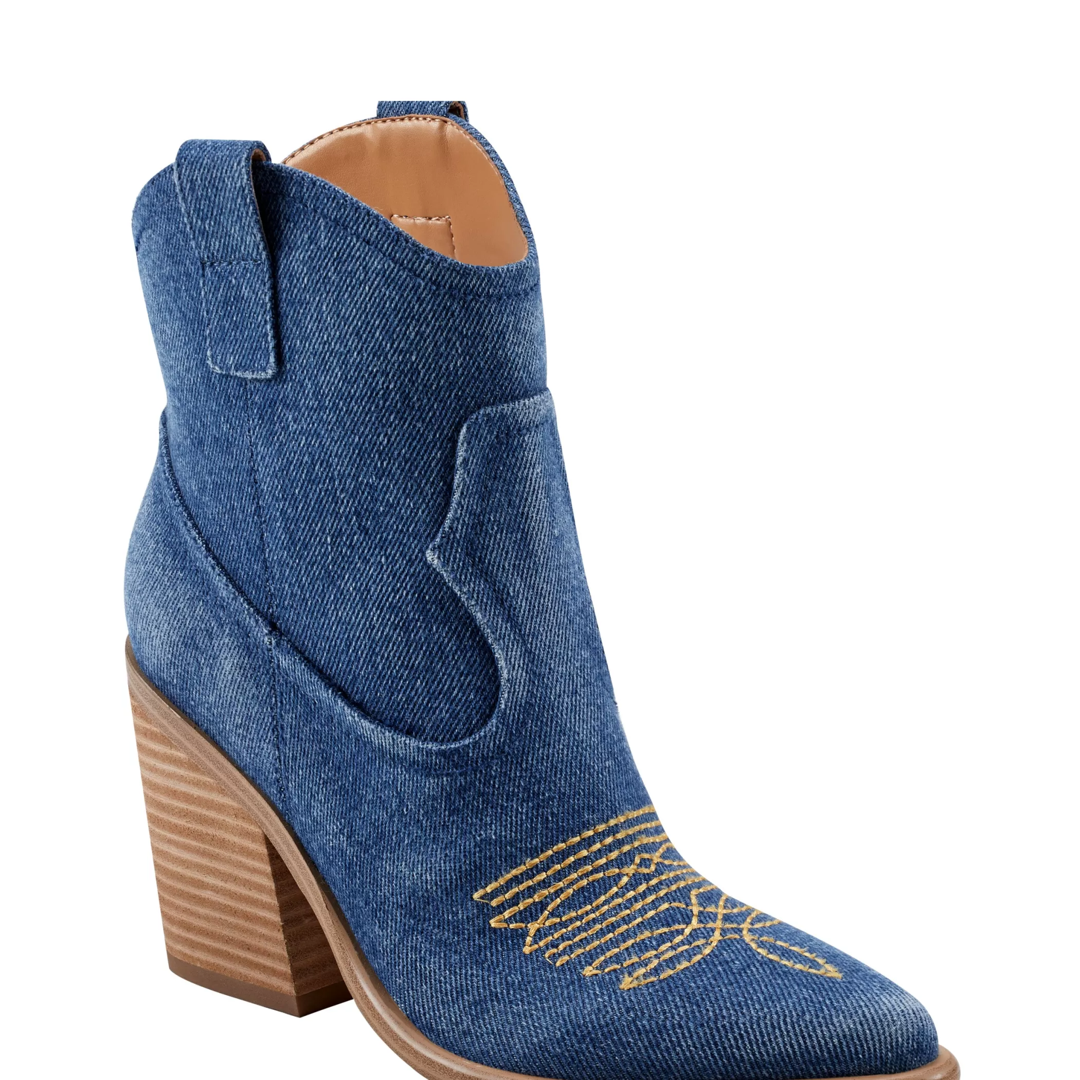 Clearance Marc Fisher Jalella Detailed Western Bootie Denim