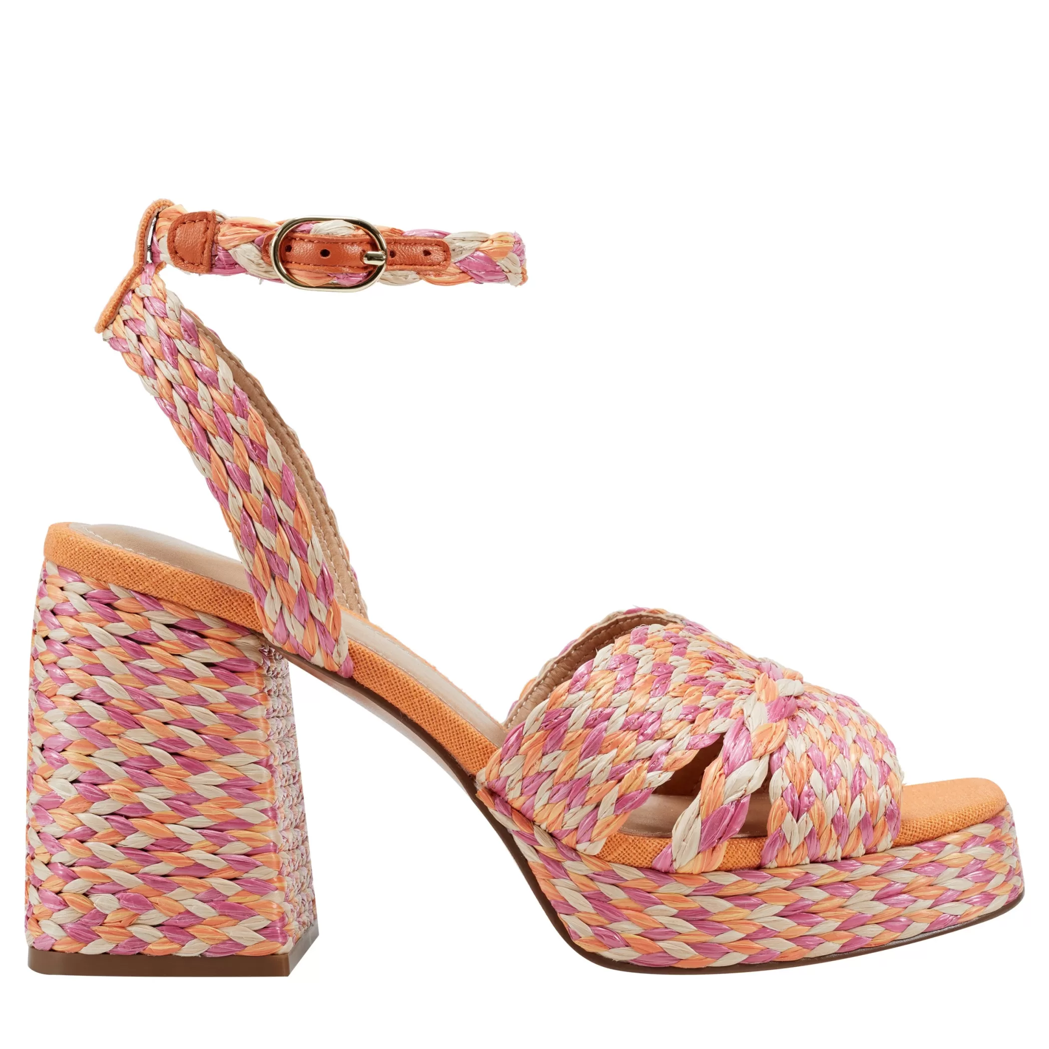 New Marc Fisher Janie Platform Sandal Pink Multi