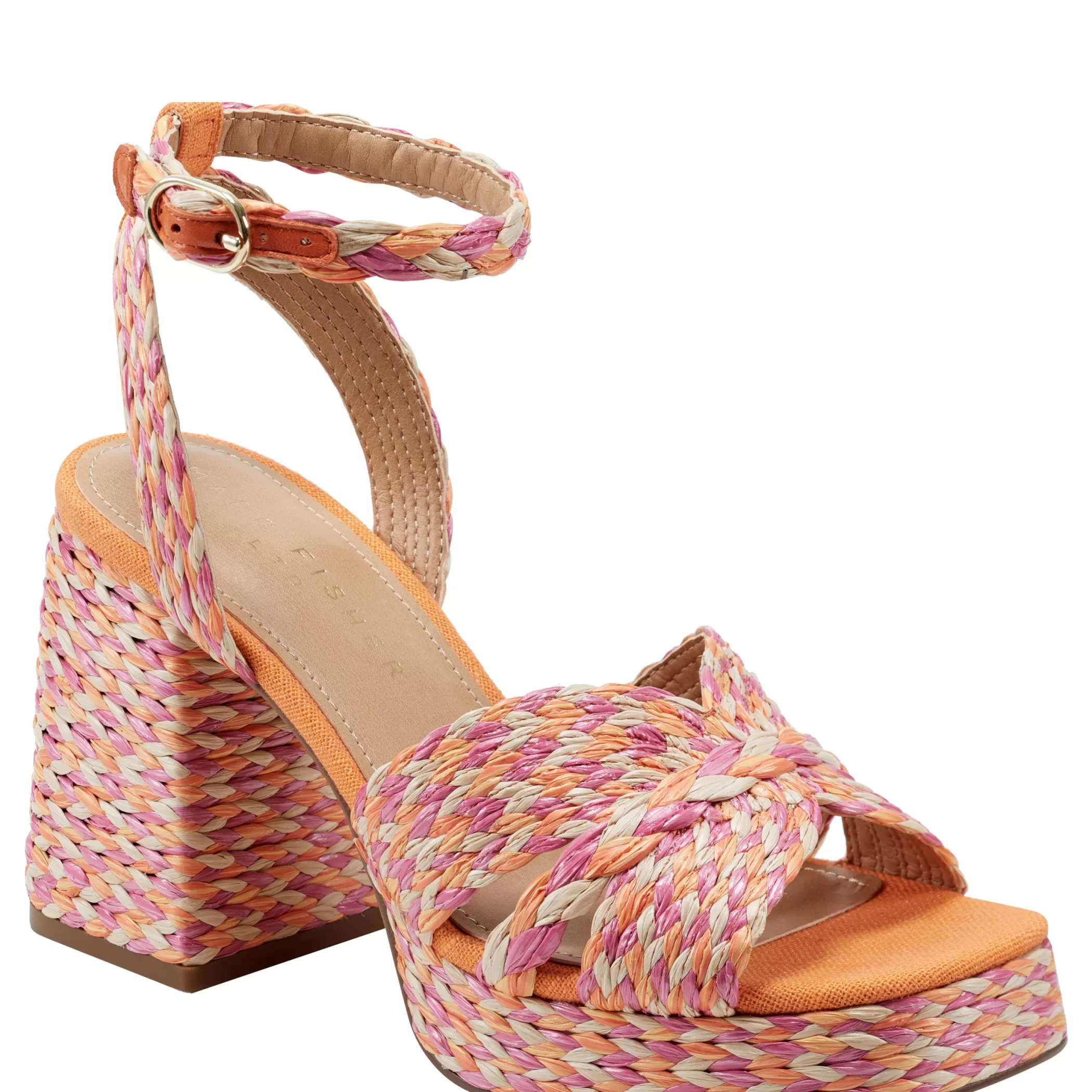 New Marc Fisher Janie Platform Sandal Pink Multi