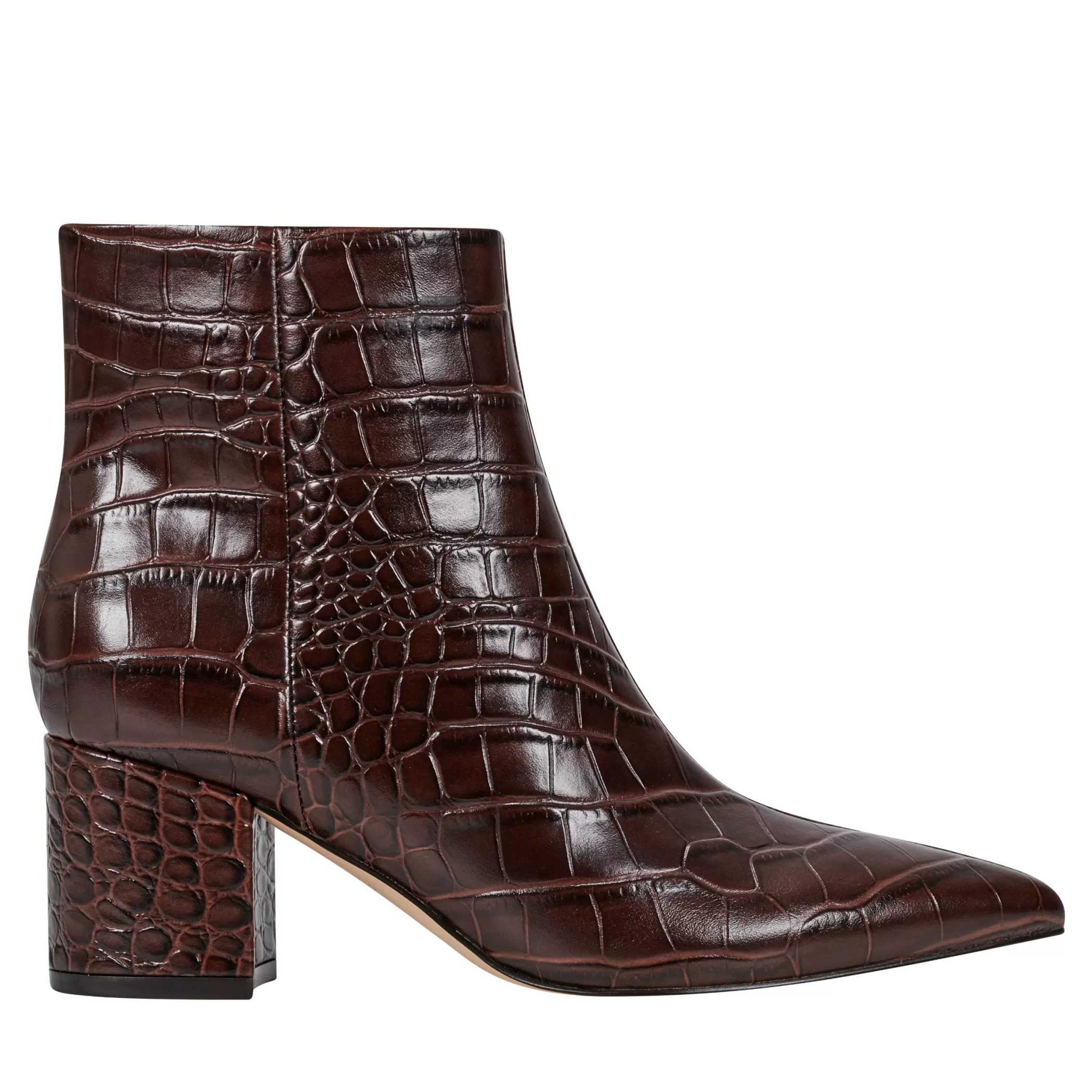 Shop Marc Fisher Jarli Pointy Ankle Bootie Brown Croco Leather