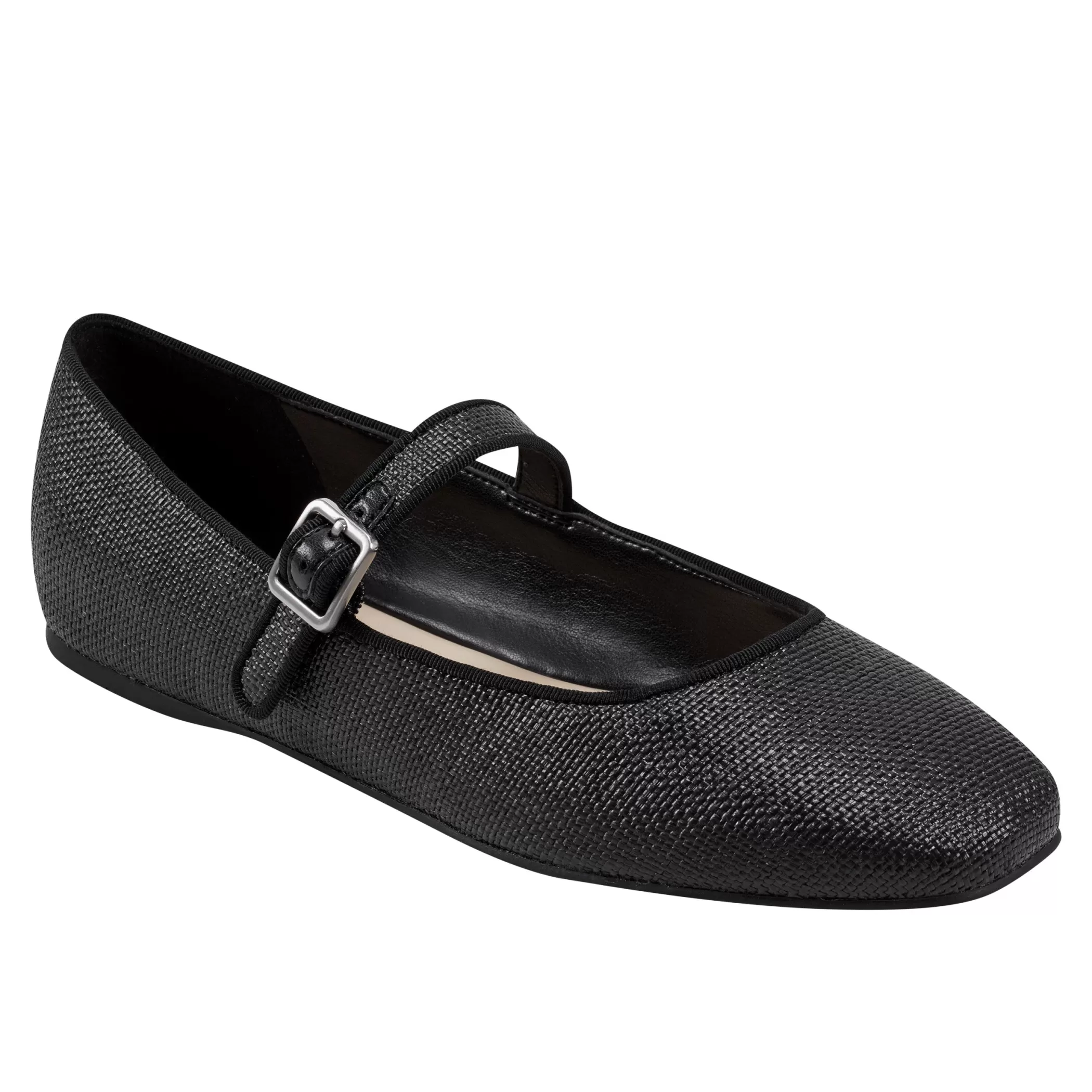 Best Marc Fisher Lailah Mary Jane Ballet Flat Black Raffia